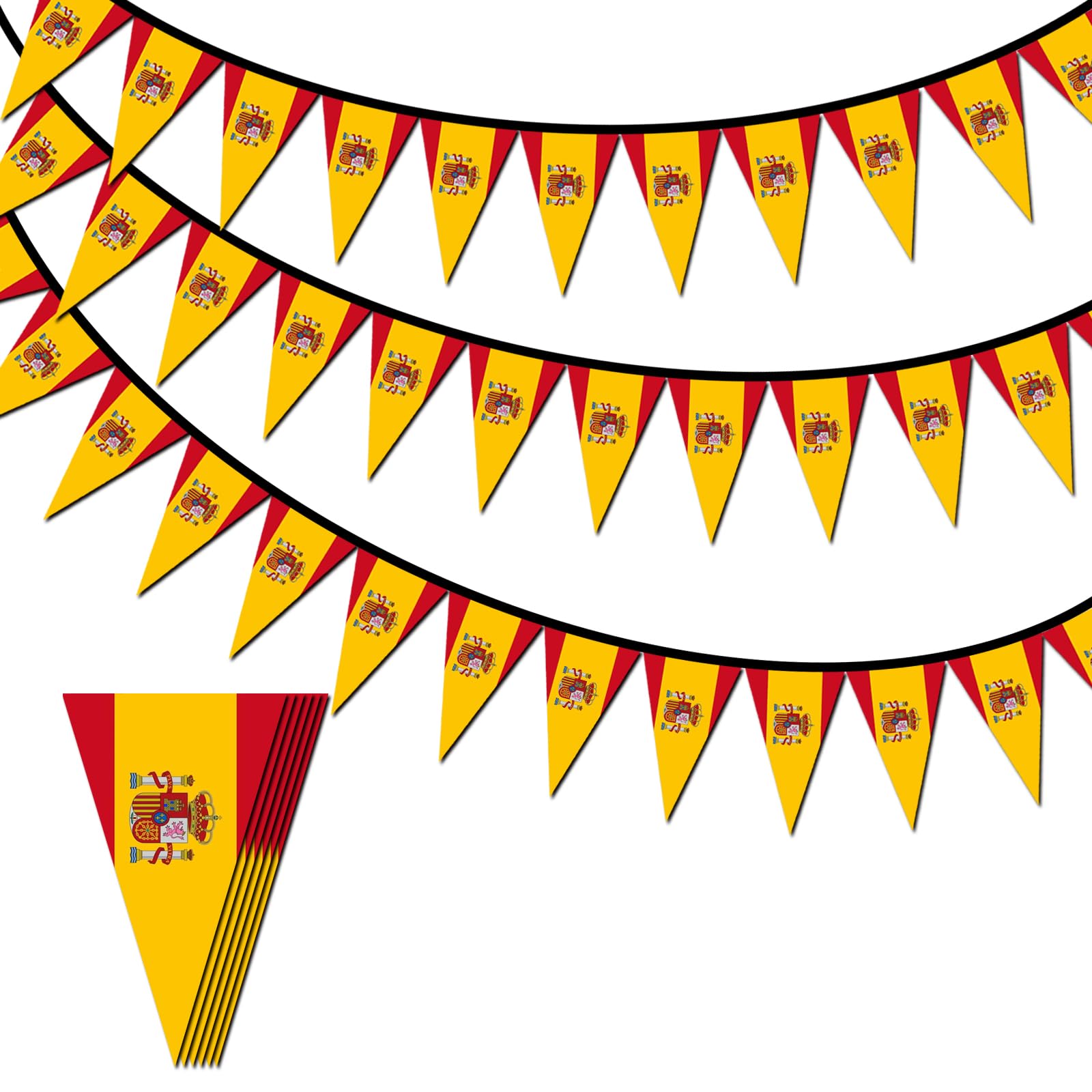 10m Spain Flag Bunting 30pcs Flags for Fifa World Cup Football 2026 Decorations,Double Sided Spainish Flag Bunting Banner for Eurovision Euro Football Garden Street Outdoor Spain Party Decorations
