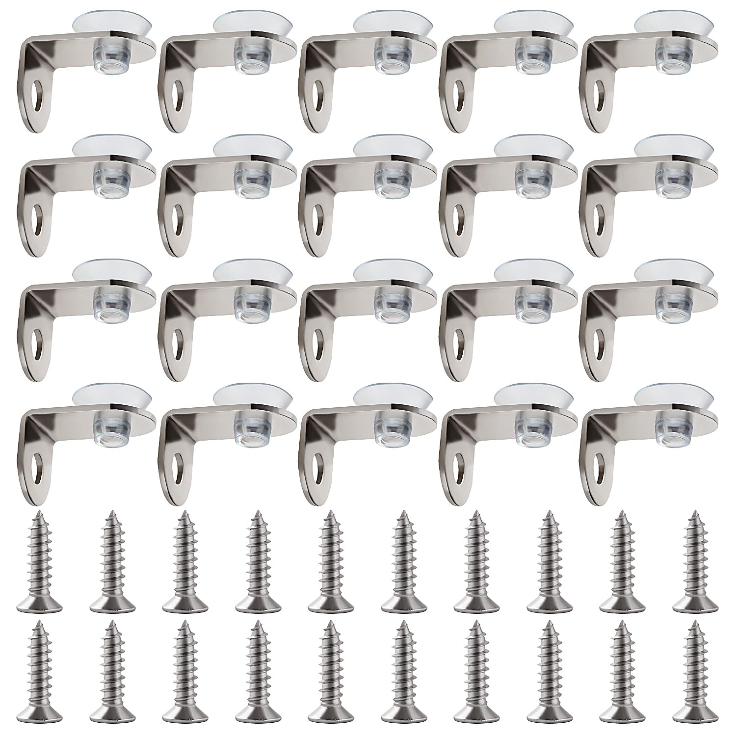 Lyeteung 20 PCS 13.5×13.5×20.5 mm Stainless Steel Fixing Glass Shelf Bracket, Pegs Corner Brace Board Holder