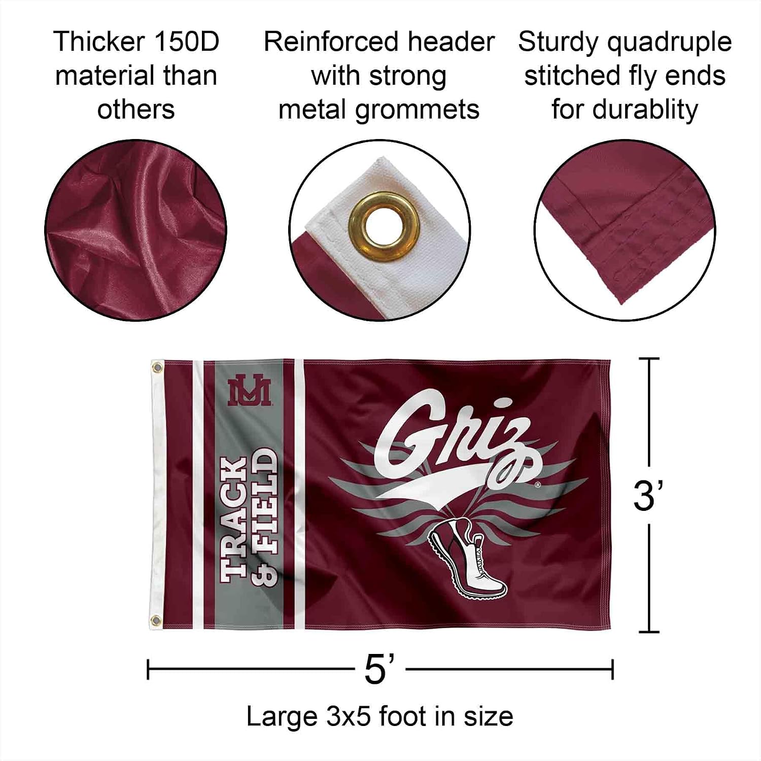College Flags & Banners Co. Montana Grizzlies Track and Field 3x5 Grommet Flag