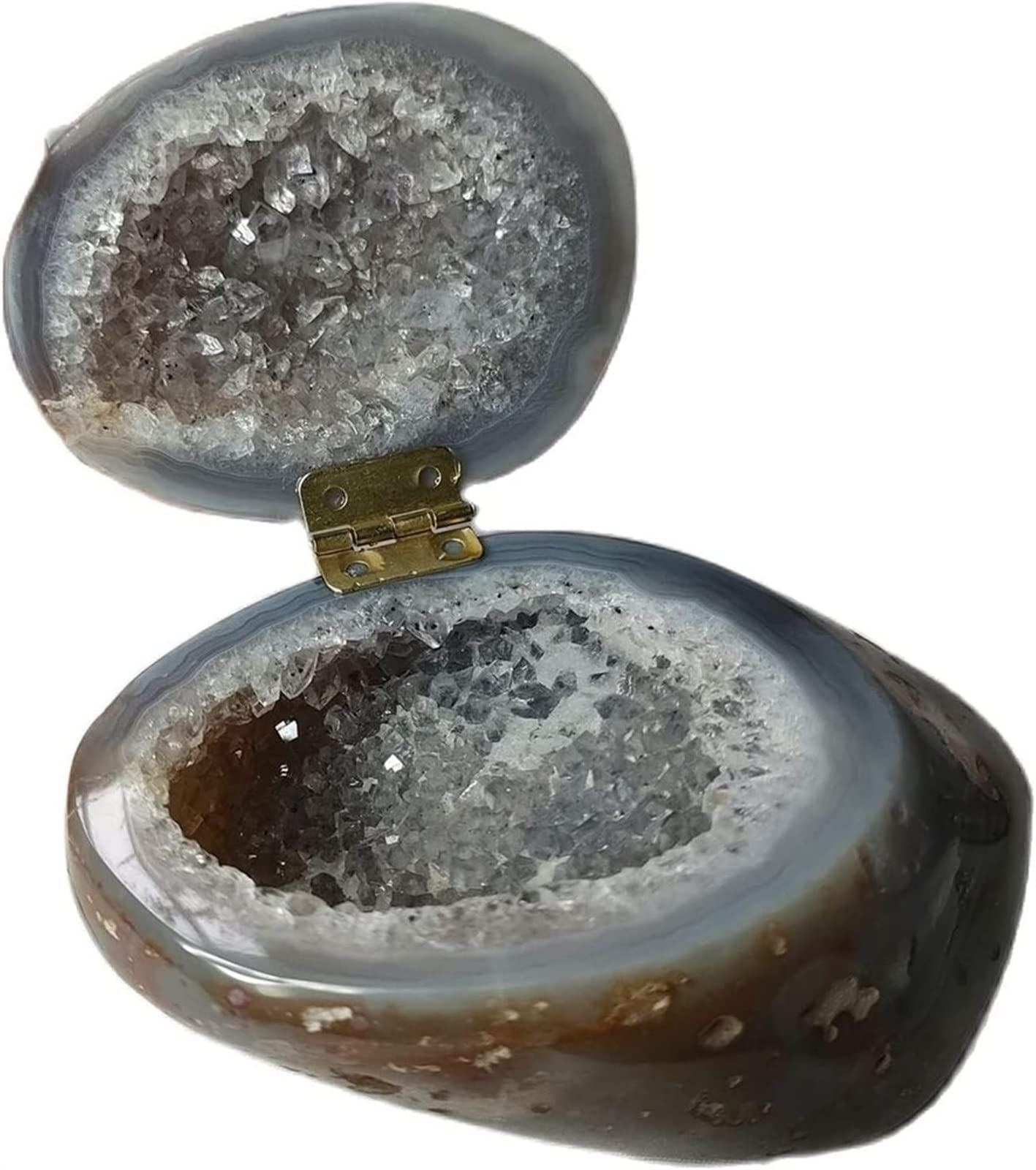 Piedras Almacenamiento hecho a mano natural Ágata geoda Collar Caja Áspera Cuarzo Cristal Pendientes Anillos Caja Piedra de cristal Mujer Joyería Contenedor Piedras de cristal Decoración Inicio Colecc