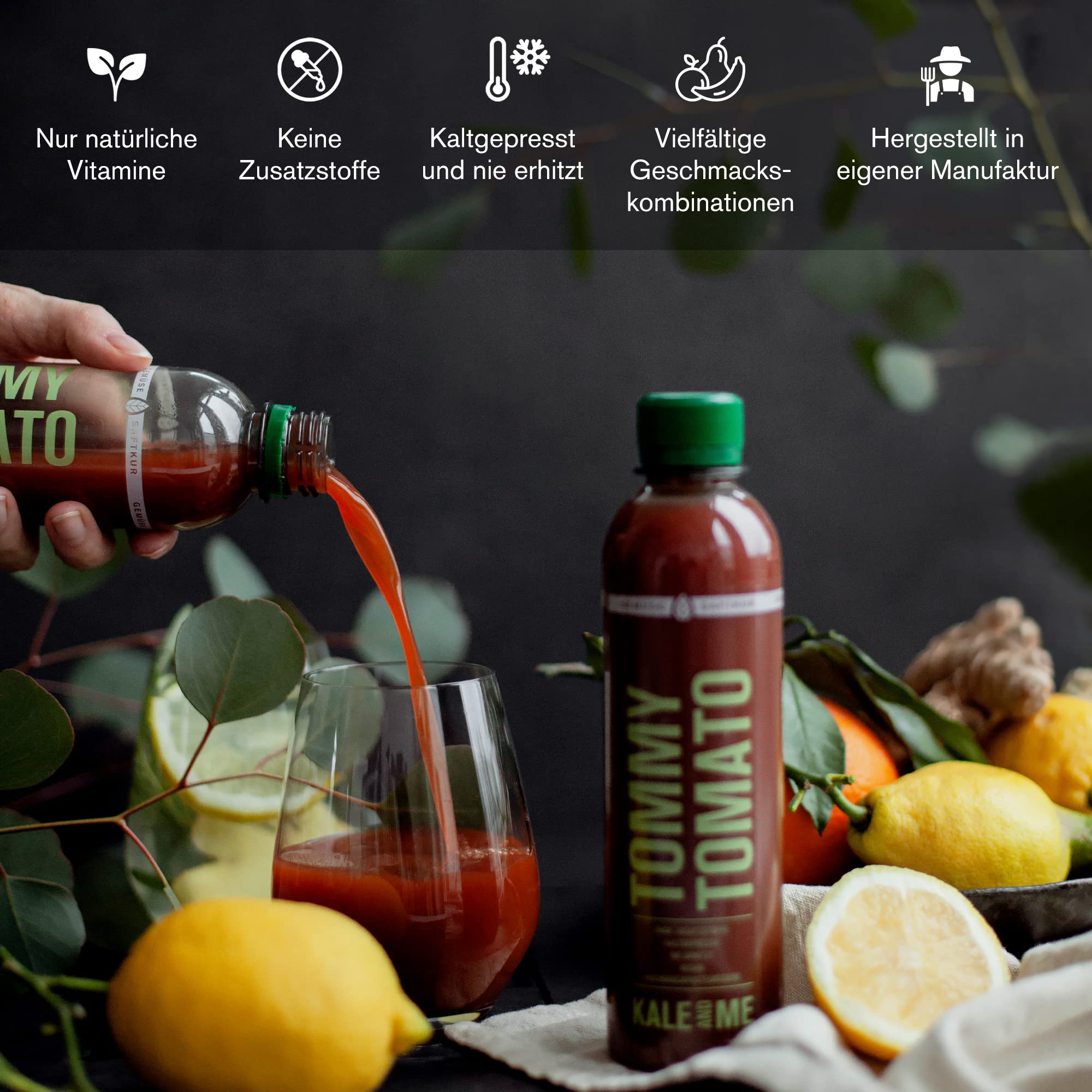 Kale&Me Saftkur Gemüse 3 Tage – 18 nummerierte Flaschen mit je 320 ml – 6 verschiedene kaltgepresste Säfte aus 98% Gemüse – herber Geschmack – vegan, ohne Zusatz- & Konservierungsstoffe – mit Kurguide