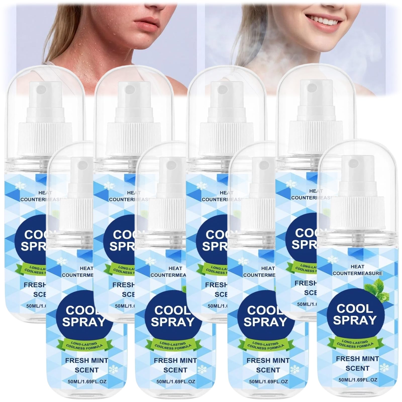 Chłodzący spray do ciała do aktywności na świeżym powietrzu, łagodzenia upałów latem, delikatna, chłodna mgiełka przeciwko uderzeniom gorąca, spray po opalaniu z aloesem i kwasem hialuronowym, spray