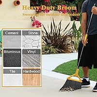 Vista 6 de Escoba resistente para exteriores e interiores, paquete de 3 escobas angulares comerciales mejoradas, escoba amarilla perfecta de la casa, cocina, 3