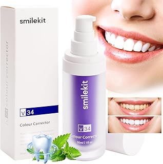 Purple Toothpaste for Teeth Whitening,Teeth Whitening Kit,Purple Teeth Whitening Toothpaste for a Brighter Smile,Color Corrector Purple Toothpaste Serum for Tooth Stain Removal,Whitening Toothpaste