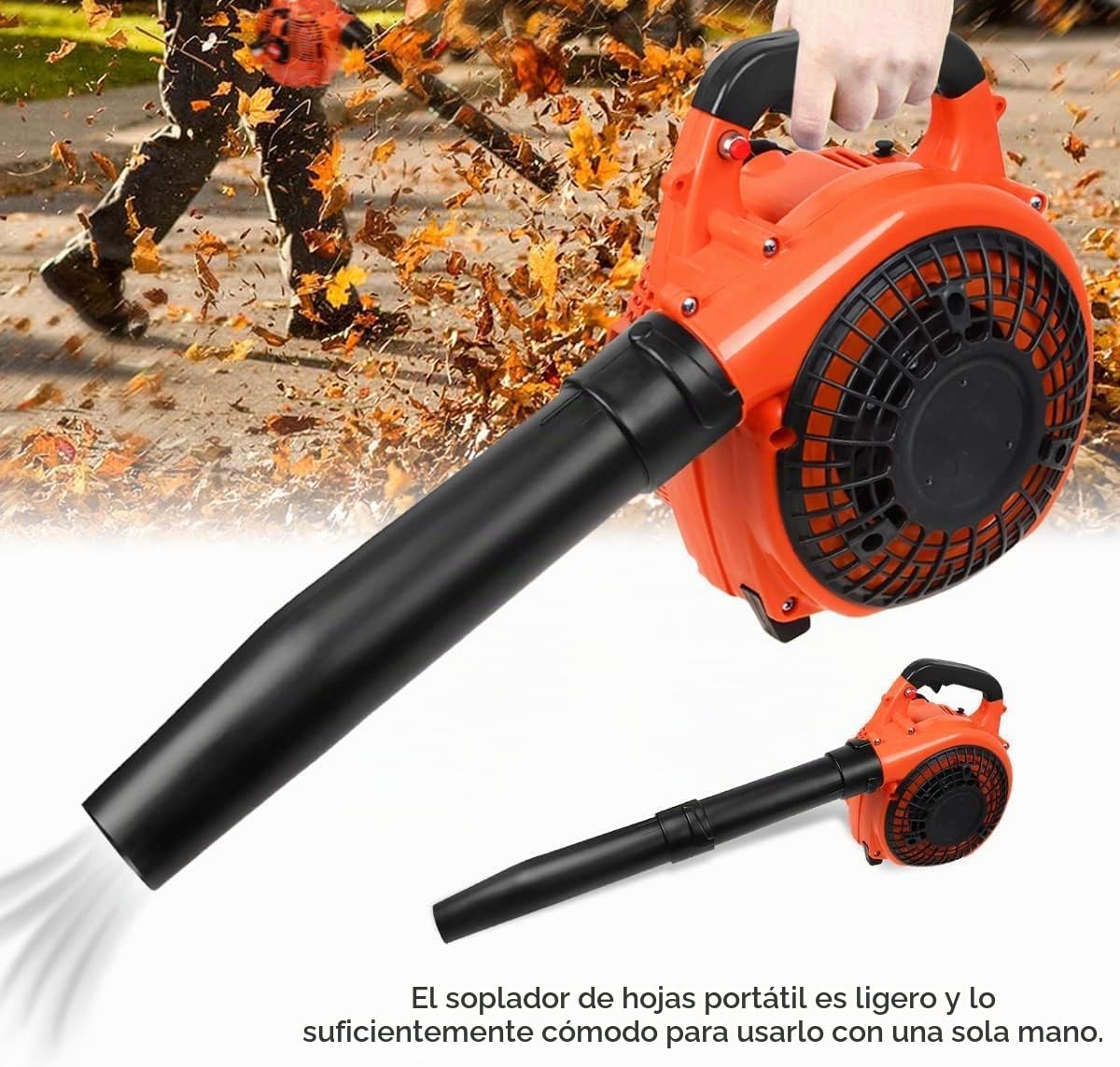 Soplador de jardín inalámbrico de gasolina de 26 cc, soplador de hojas de mano | Hojas sopladas, virutas de madera, polvo, nieve, desechos de jardín