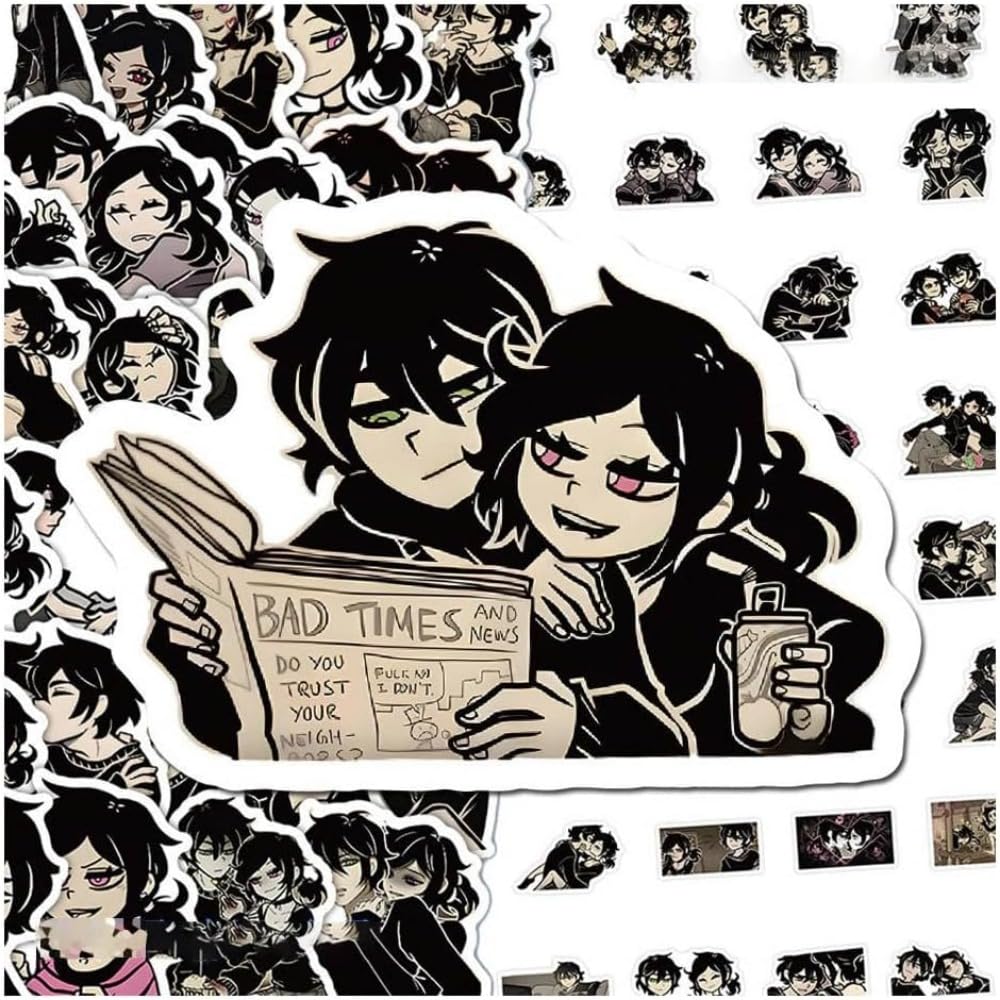Andy＆Leyley Coffin Stickers, 65 Pcs Andy＆Leyley Figure Vinyl Waterproof Sticker Decals for Party, Water Bottle Scrapbook Laptop Skateboard Computer