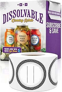 Easy Remove Dissolvable Canning Labels for Mason Jars (2" Round) Canning Supplies - Washes Off in Seconds Like Magic - Jar Labels for Homemade Jam, Jelly, and More (Black, 200/Roll) by MESS