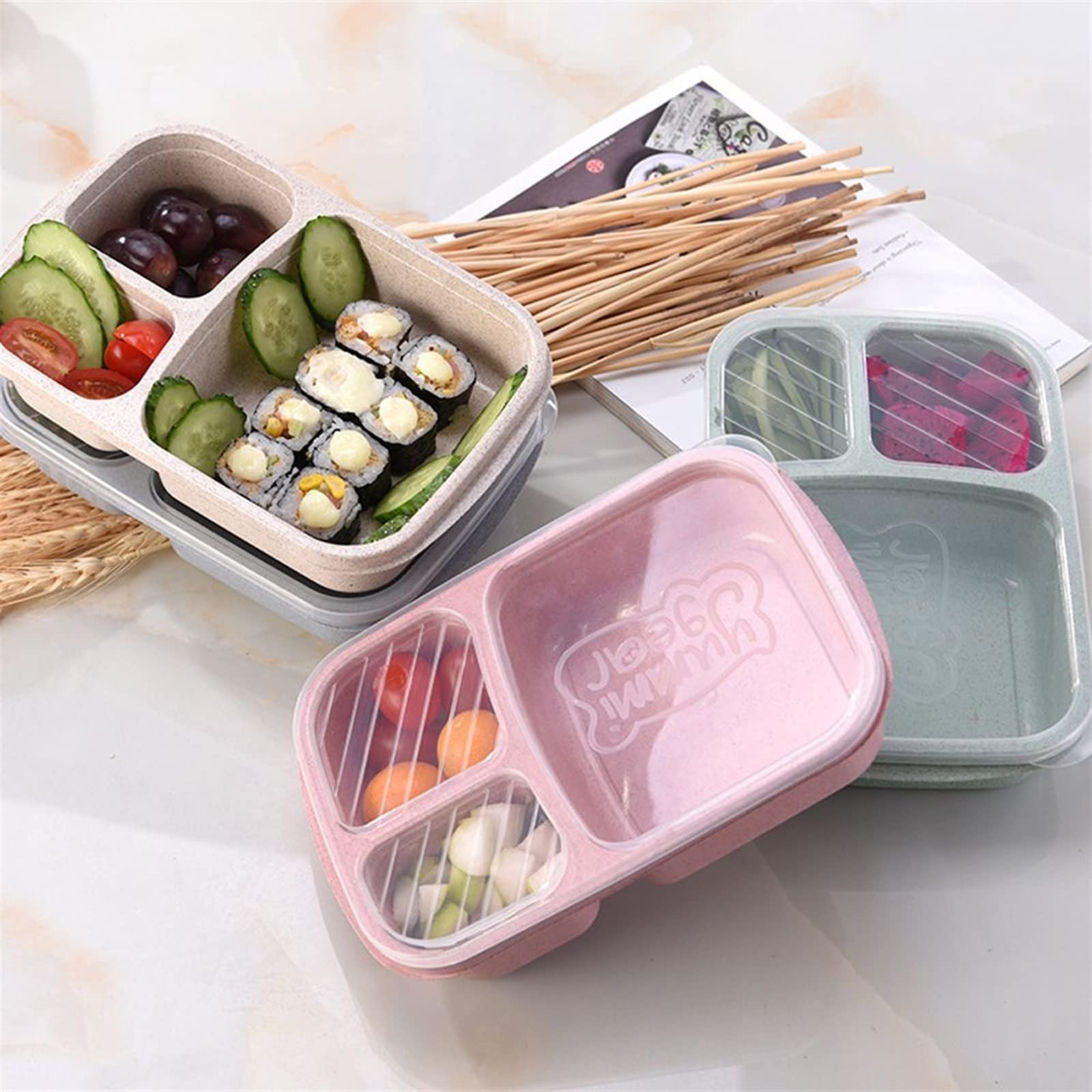 Bento Boxes Lunch box 4 scatole contenitore for alimenti microonde ufficio lavoratore scatola for for frutta(Purple)