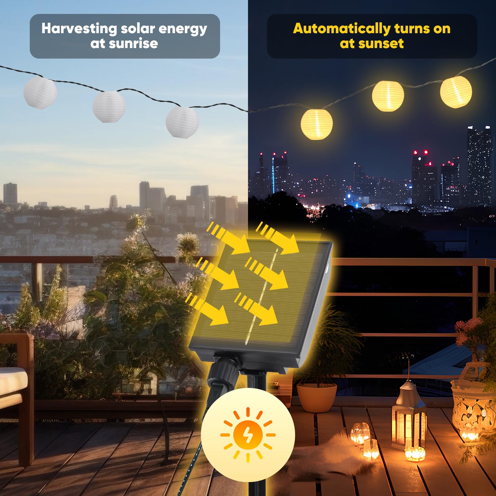 SALCAR Catena luminosa a energia solare per esterni, 20 m, 80 LED, per esterni, resistente alle intemperie, controllo del tempo e funzione di memoria, 8 modalità, per giardino, balcone, cortile,