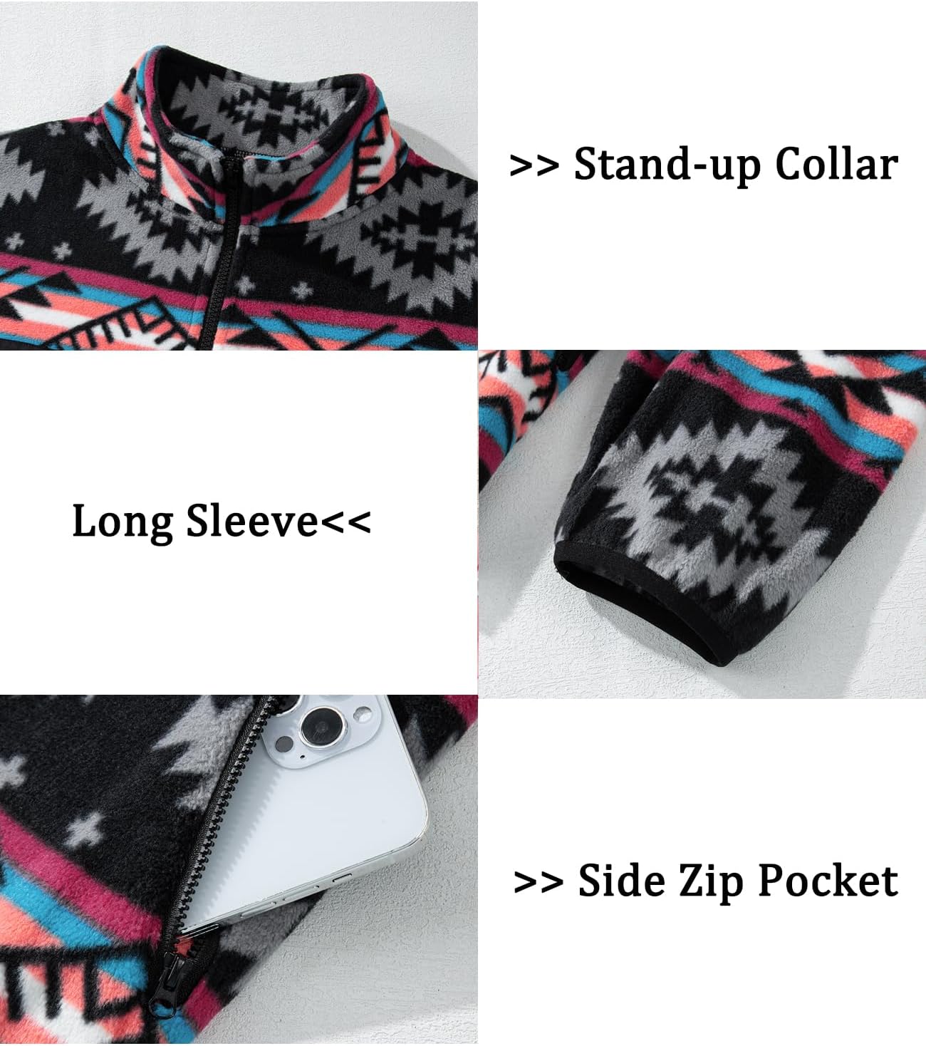 SELINK Fleece Jacket Women Full Zip Western Aztec Print Button Down Coat with Pockets Casual Warm Outwear 2024 - Image 6
