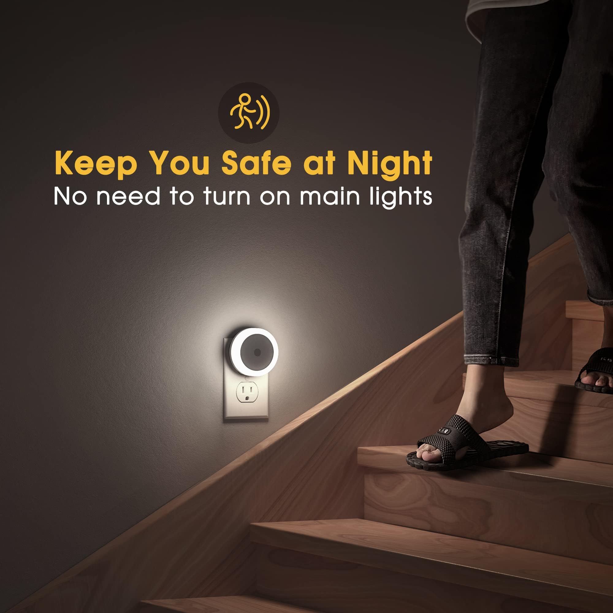 Briignite Enchufe de pared de luz nocturna [4 paquetes, luz nocturna con sensor de luz, luz nocturna LED en la habitación infantil