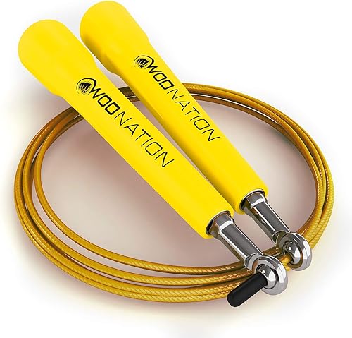 Miniatura 2 de WOD Nation Cuerda de saltar de velocidad ajustable para hombres, mujeres y niños, cuerda de saltar rápida para fitness, perfecta para boxeo, artes