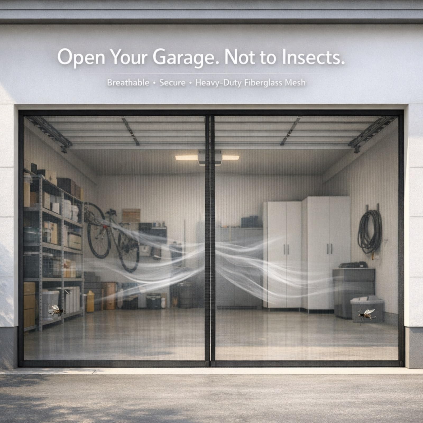 Moustiquaire Magnétique Pour Porte De Garage, Rideau De Porte De Garage Fibre De Verre Renforcée, Résistante à La Déchirure, Durable, Pour Animaux De Compagnie, Noir(Noir,305 x 244 cm(10 x 8 ft))