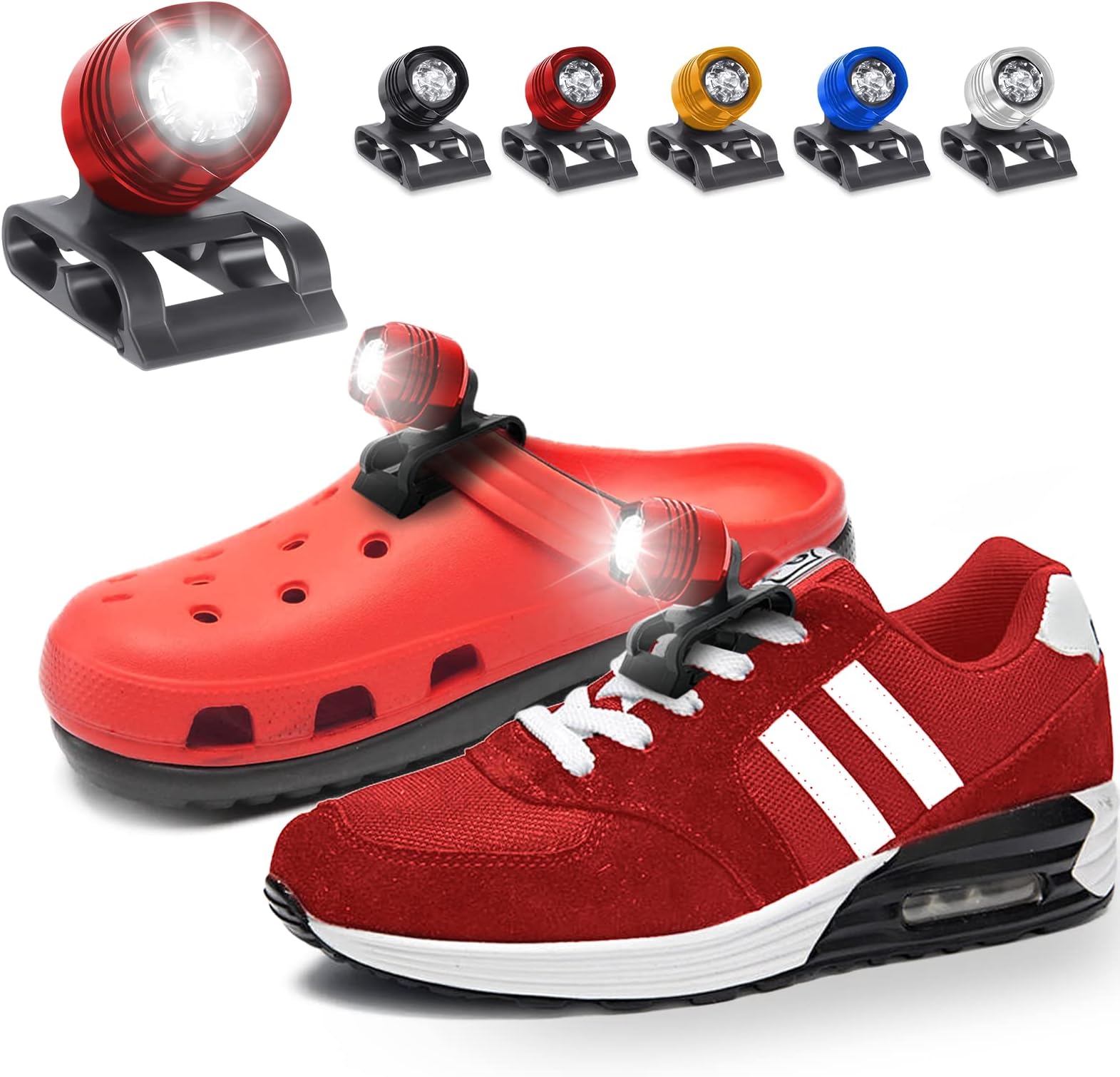 Headlights for Crocs, Croc Headlights for Shoes, Croc Flashlight Attachment, 2Pcs Croc Lights for Shoes, Running Lights for Runners, Used for Dog Walking, Handy Camping, IPX5 Waterproof