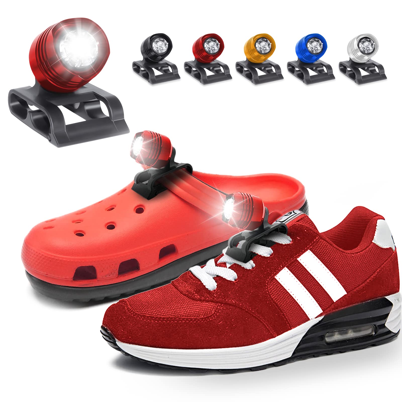 Headlights for Crocs, Croc Headlights for Shoes, Croc Flashlight Attachment, 2Pcs Croc Lights for Shoes, Running Lights for Runners, Used for Dog Walking, Handy Camping, IPX5 Waterproof