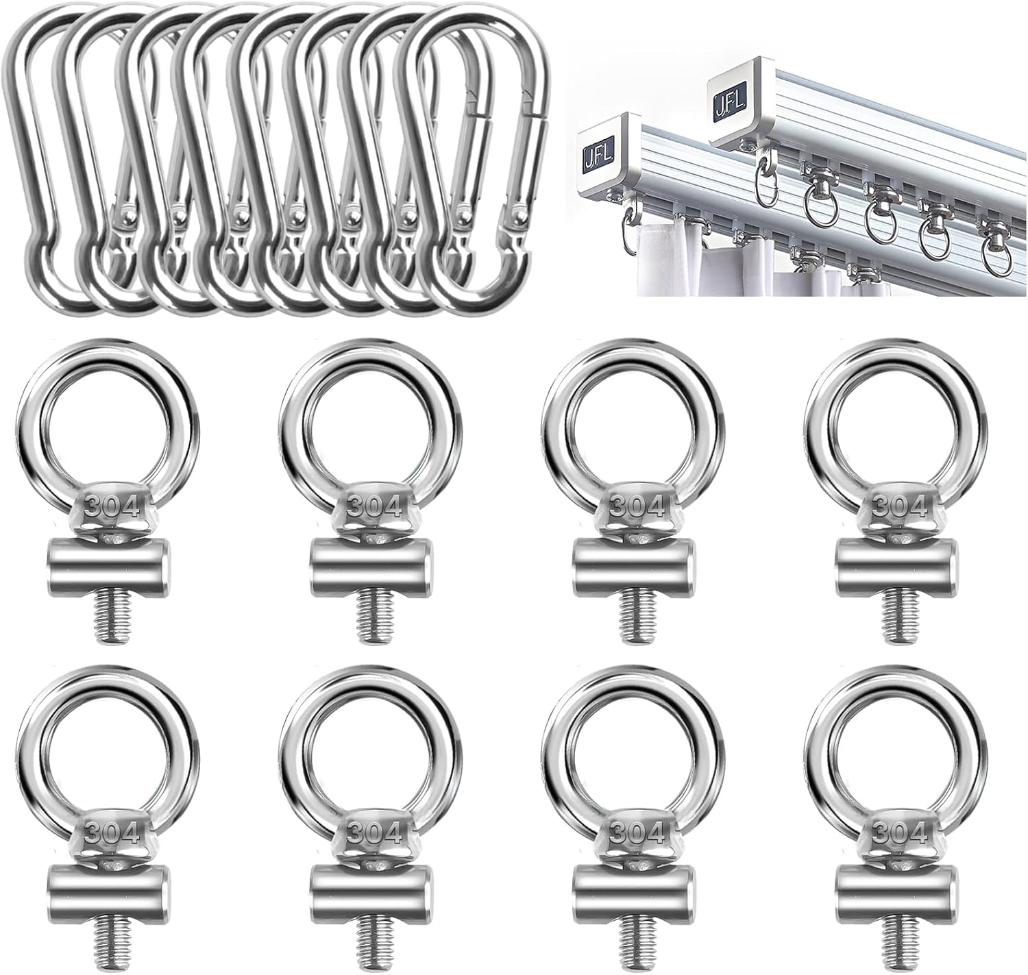 Kederleisten Haken, 16 Stück Kederhaken Set, Stopper für Kederschiene, Edelstahl kederstopper mit Karabiner, Edelstahl Haken Kederleiste Zubehör für Wohnwagen, Cabrios, Wohnmobile, Zelte