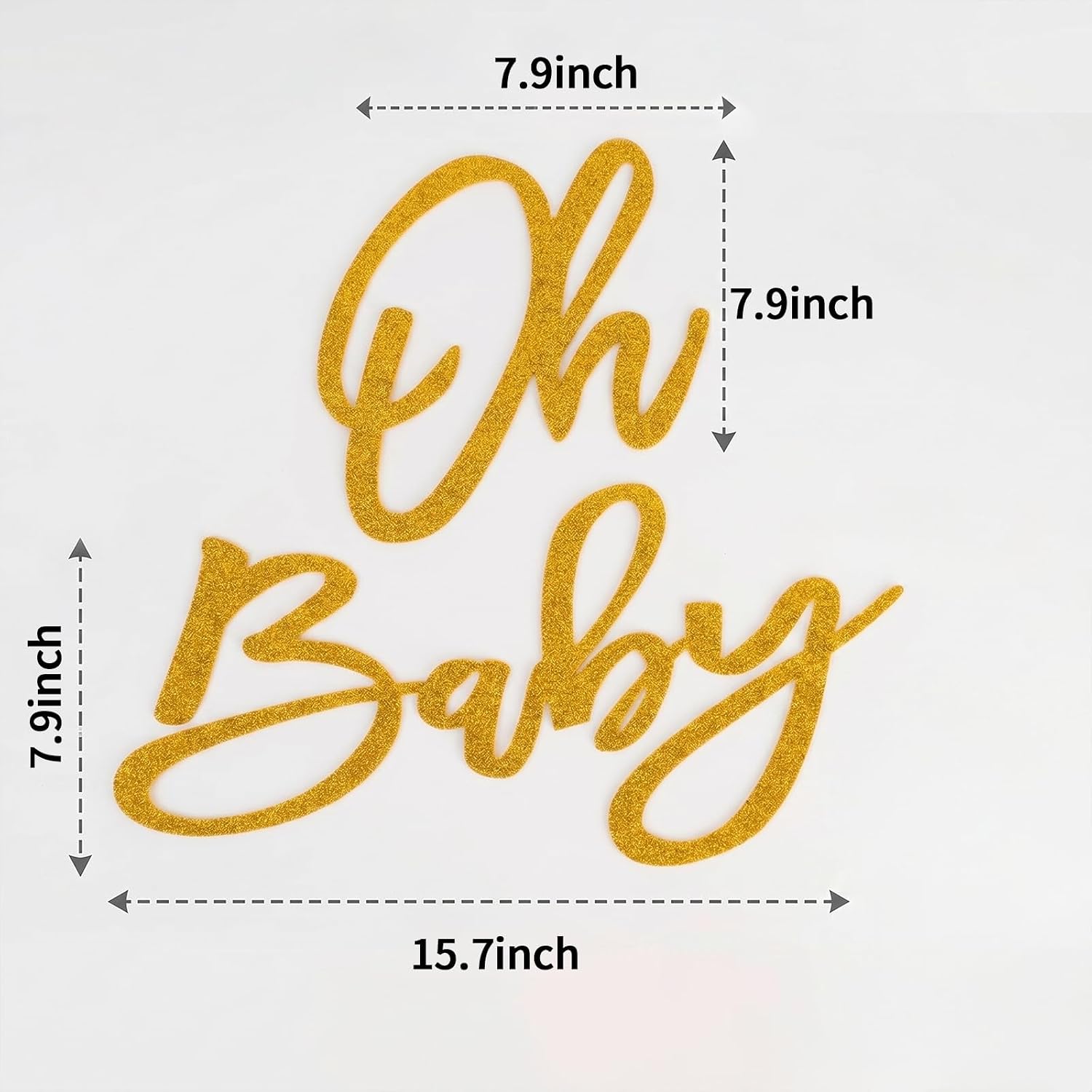Oh Baby Sign for Baby Shower Backdrop - Gold Glitter Felt OH BABY Letters Banner for Gender Reveal, Boy or Girl 1st Birthday Party, Photo Booth Props & Nursery Wall Decor (Gold) image 2
