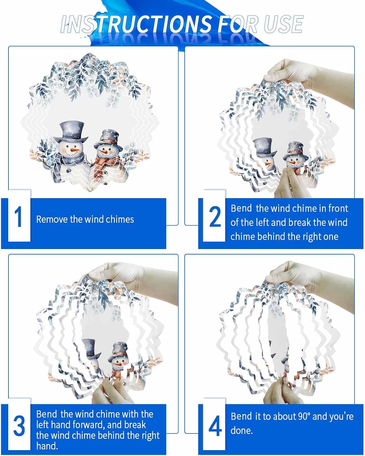 Christmas Wind Spinners for Yard and Garden Decor, Christmas Snowman Eucalyptus Leaves Metal Wind Spinner Hanging for Outdoor Indoor, Winter Snowflake Porch Garden Wind Sculptures Decorations 12inch