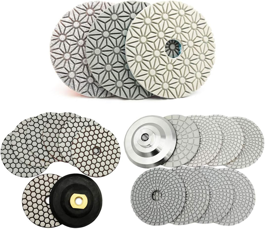 SHDIATOOL Diamond Polishing Pads Kit for Granite Marble Stone Tiles Including 3 Kinds Diamond Pads