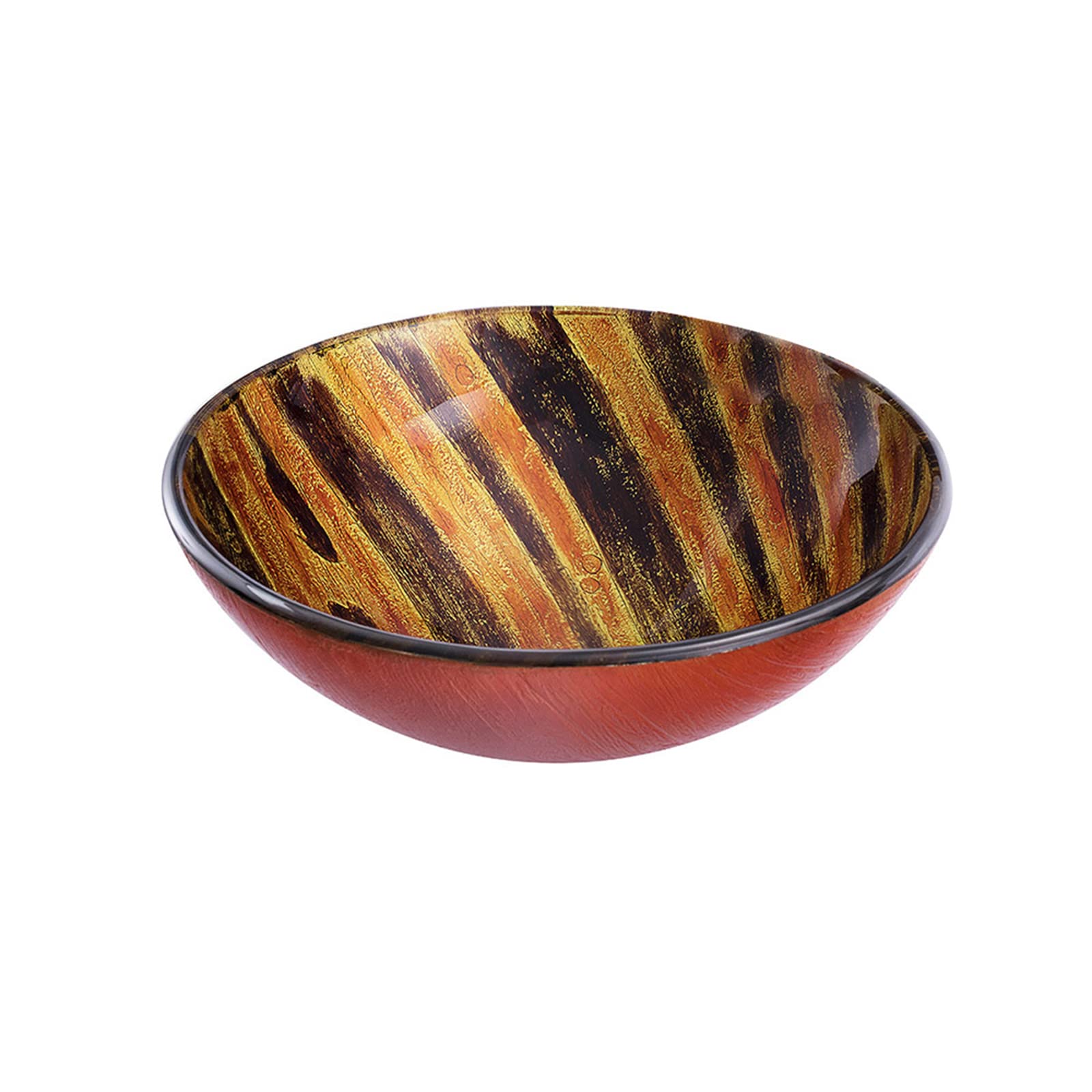 Vasque en verre trempé design flammes et bonde en laiton pour un style luxe