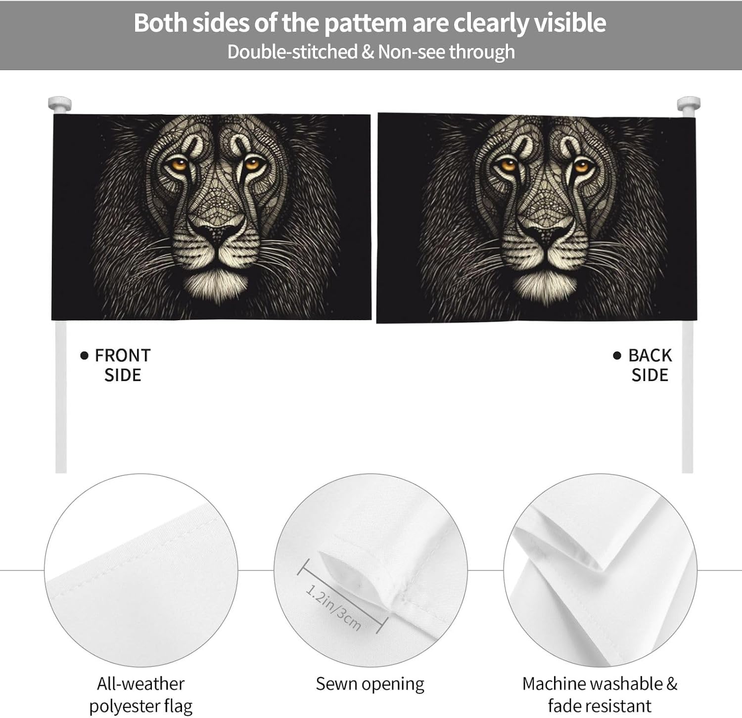 Small Car Flag 12"X18", No Fade Double Sided Print Car Window Clip Flag Lion With Lines Mini Handheld Flag Banner Personalized Car Vehicle Flag For Car Truck Suv image 4