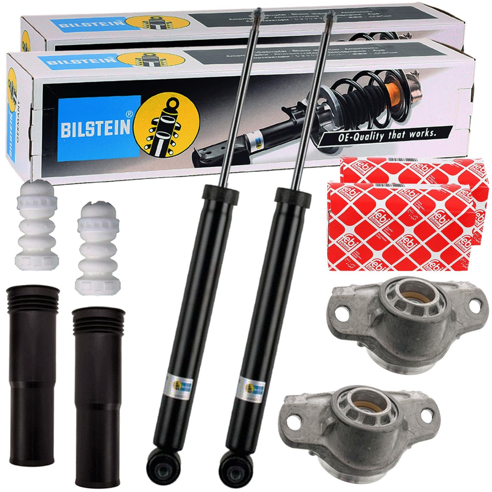 2x Bilstein B4 Gas Stossdämpfer + Febi Domlager hinten