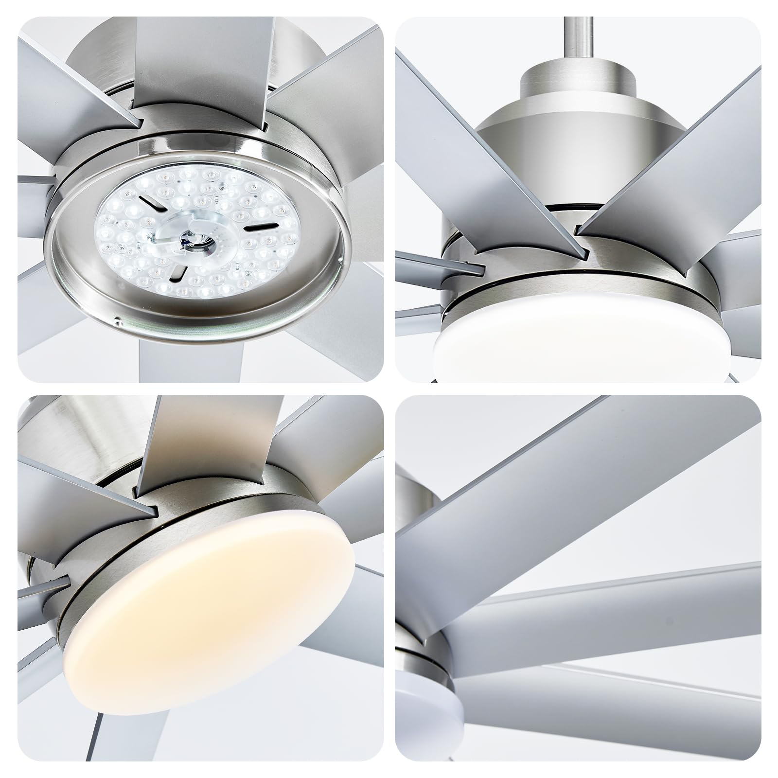 Kayleik 72 Inch Ceiling Fan - Big Industrial Ceiling Fan with Light, Large Ceiling Fan with 6-Speed Remote Control, Outdoor Ceiling Fans for Patios/Living Room/Commercial Room.