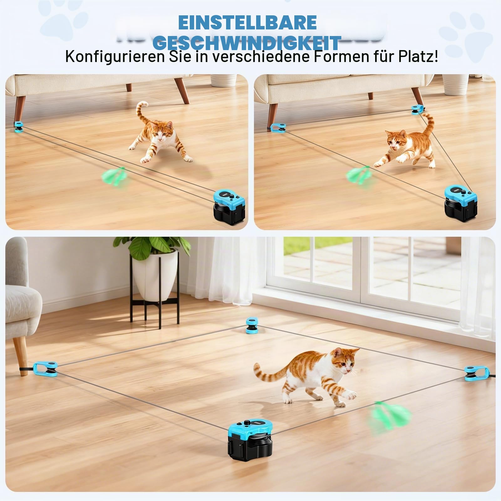 Elektrisches Katzenspielzeug & Intelligenzspielzeug für Katzen, Automatisch/Fernbedienbares Interaktives Katzenspielzeug für Hauskatzen mit Einstellbarer Geschwindigkeit, Realistischen Mäusegeräuschen