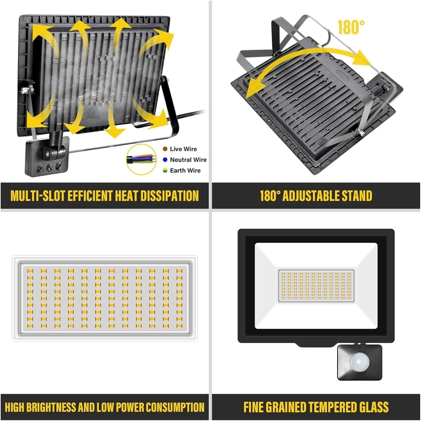 Lampy solarne zewnętrzne, Indukcja z regulowanym czujnikiem PIR Reflektor zewnętrzny do patio, ogrodu(Warm,30W)