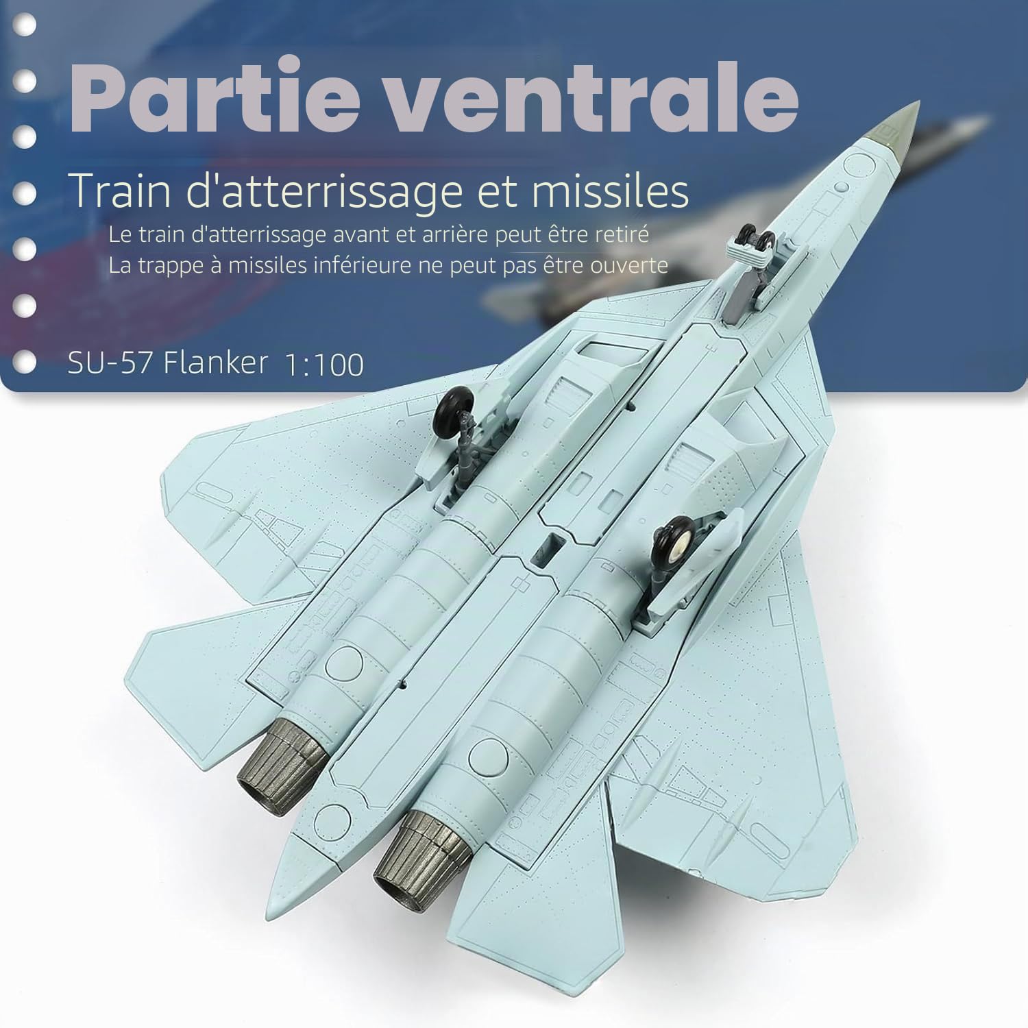 NUOTIE SU-57 Kit de modèle d'avion russe Sukhoi en métal moulé sous pression Modèle militaire pré-construit pour amateurs de collections ou cadeau