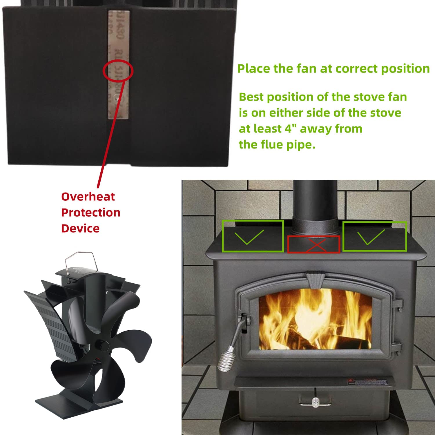 Tomersun 5 Blades Wood Stove Fan Mini Wood Stove Fan Heat Powered Fans  Small Eco Fireplace Fan Quiet for Wood Burning Stove Wood Stove Fireplace :  Amazon.de: DIY u0026 Tools