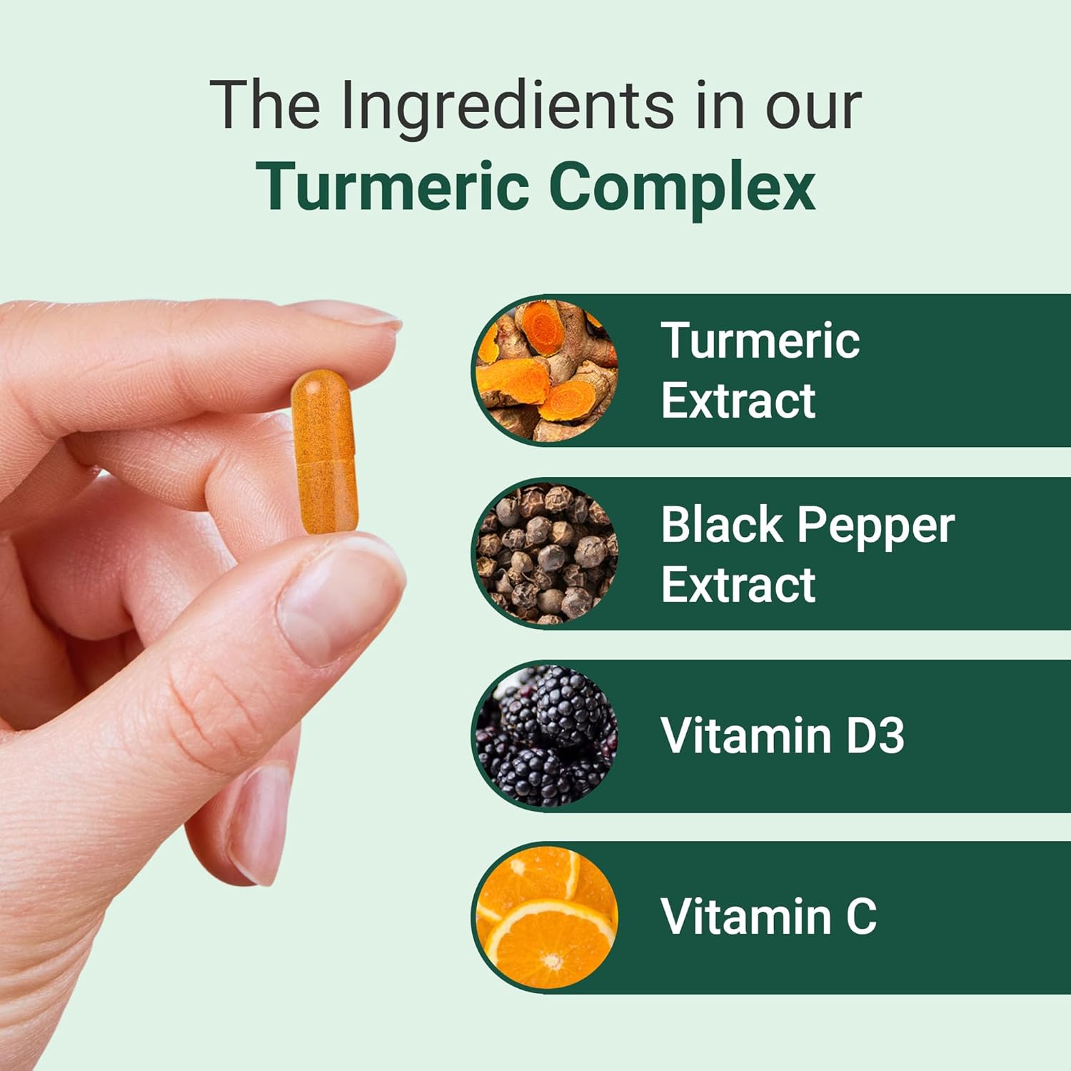 Hey Nutrition Turmeric Extract Complex - Vitamin D3 & C, Black Pepper Extract - Support Muscle & Joint Relief - Maximum Potency & Enhanced Absorption - UK Manufactured - 60 Vegan Capsules 6