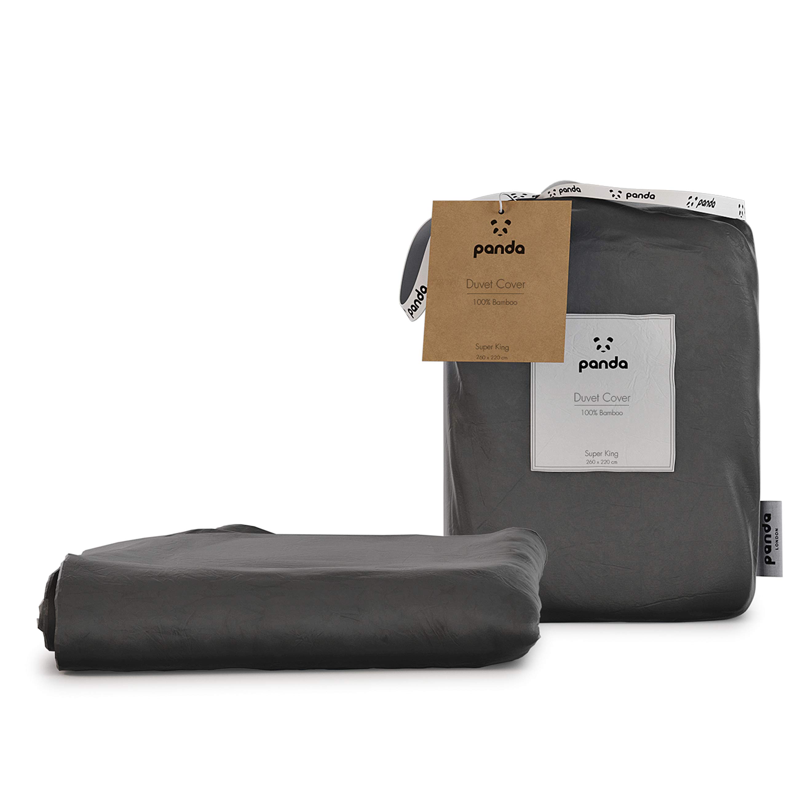 Panda® 100% Bamboo Organic Duvet Cover - UK Super King, Urban Grey | Breathable, Hypoallergenic, Antibacterial | High Thread Count | Natural Choice for Skin & Hair | Thermoregulating, Quality Sleep