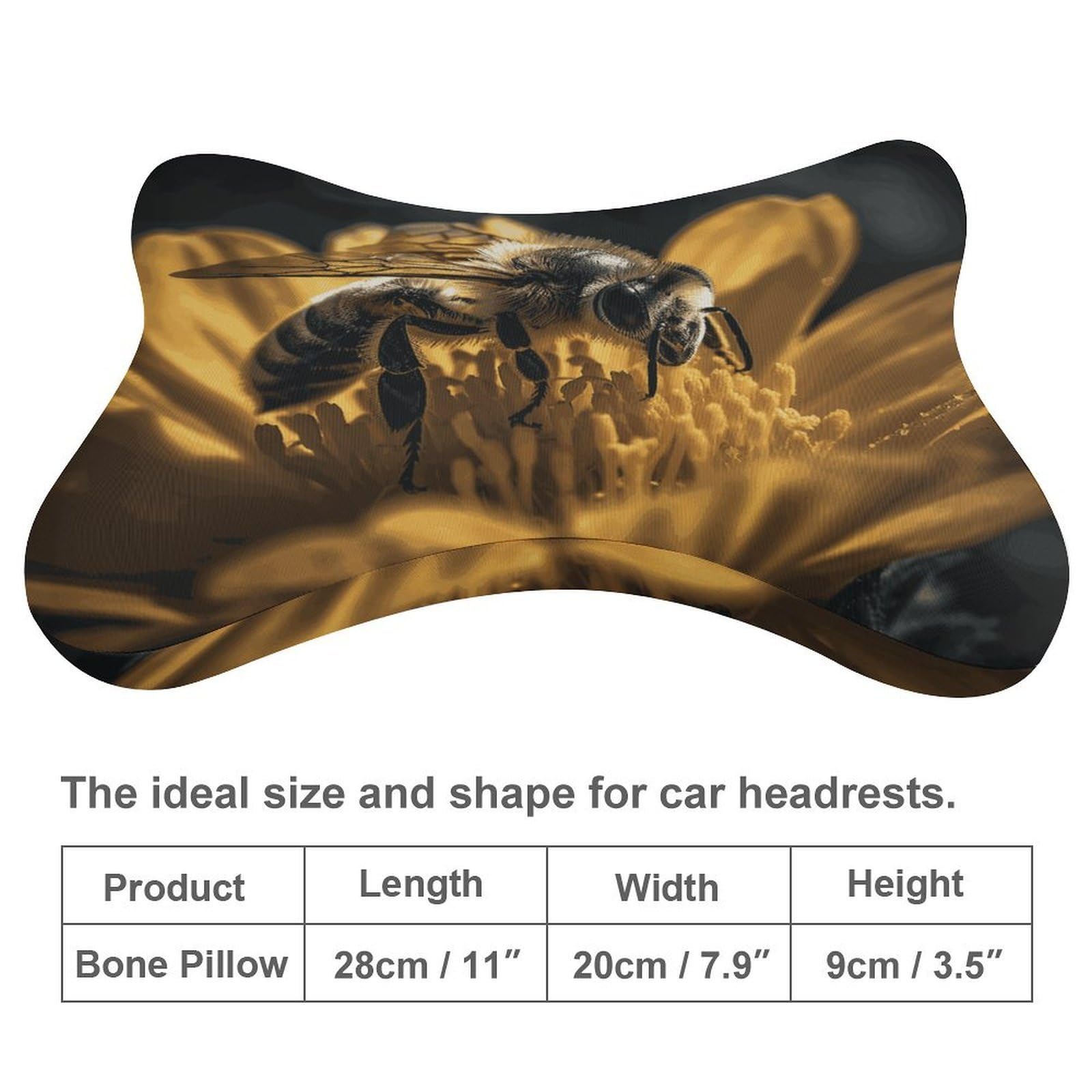 Almohada Serious Bee, núcleo de almohada de espuma viscoelástica, cojín, proporciona apoyo para el cuello, almohadas de coche para viajes y oficinas en casa.