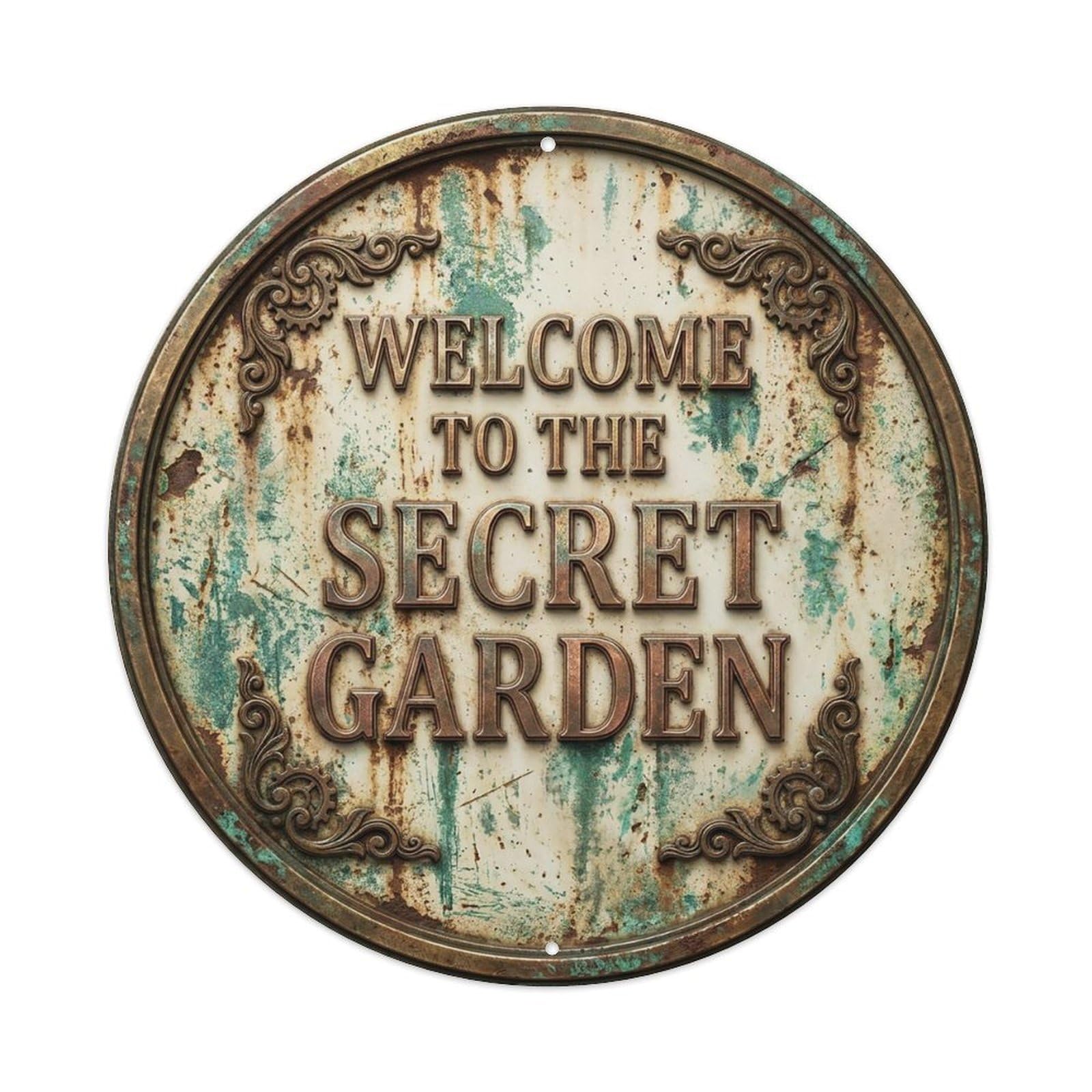 Vintage Welcome Secret Garden Iron Cream Classic Metal Tin Sign