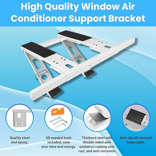 Miniatura 4 de Soporte de aire acondicionado para ventana sin taladro, soporte de aire acondicionado ajustable resistente para ventanas colgantes individuales y