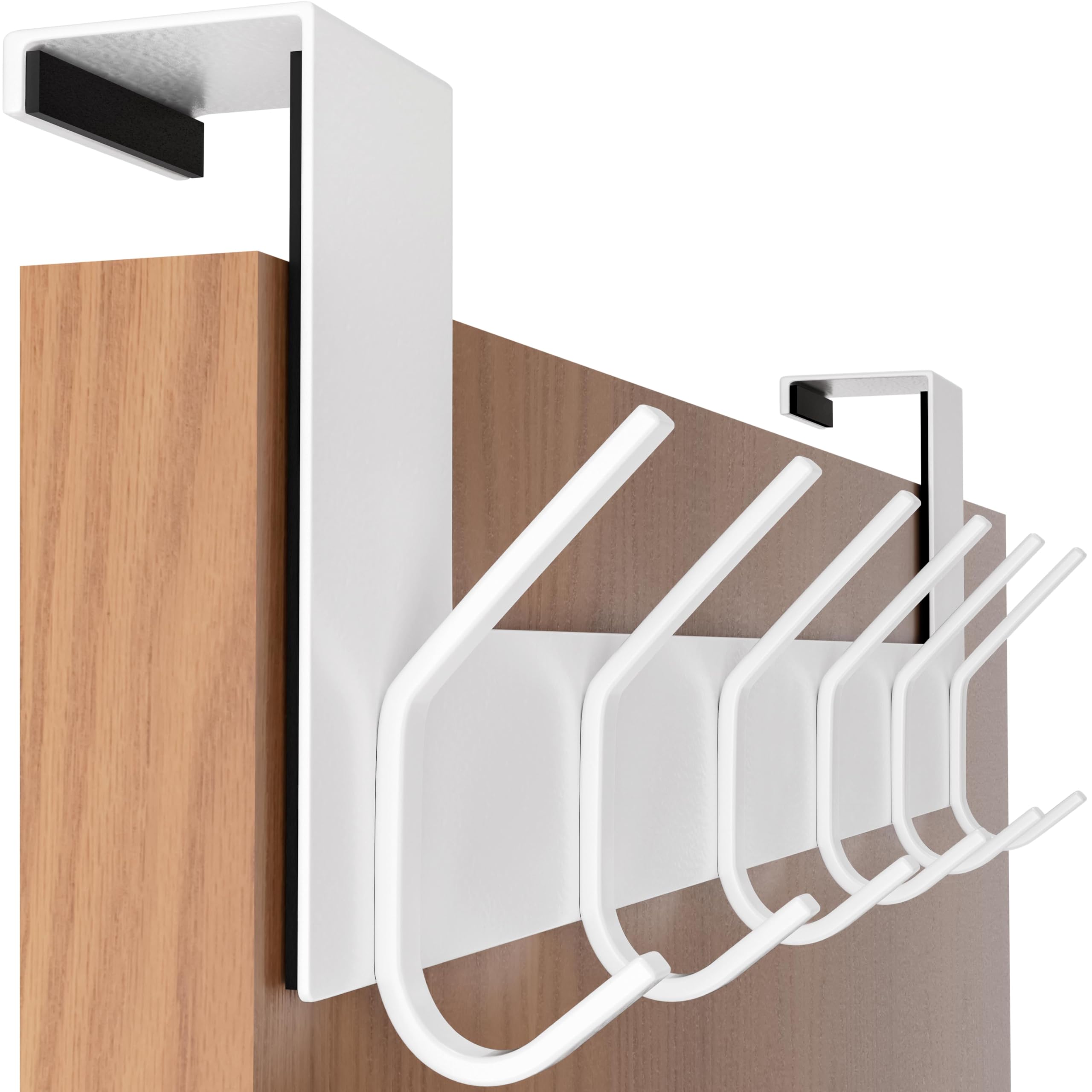 Perchero Para Puerta Eclove - 8 Ganchos Acero Inoxidable, Blanco, 53x35 Cm, Ahorra Espacio Sin Taladro