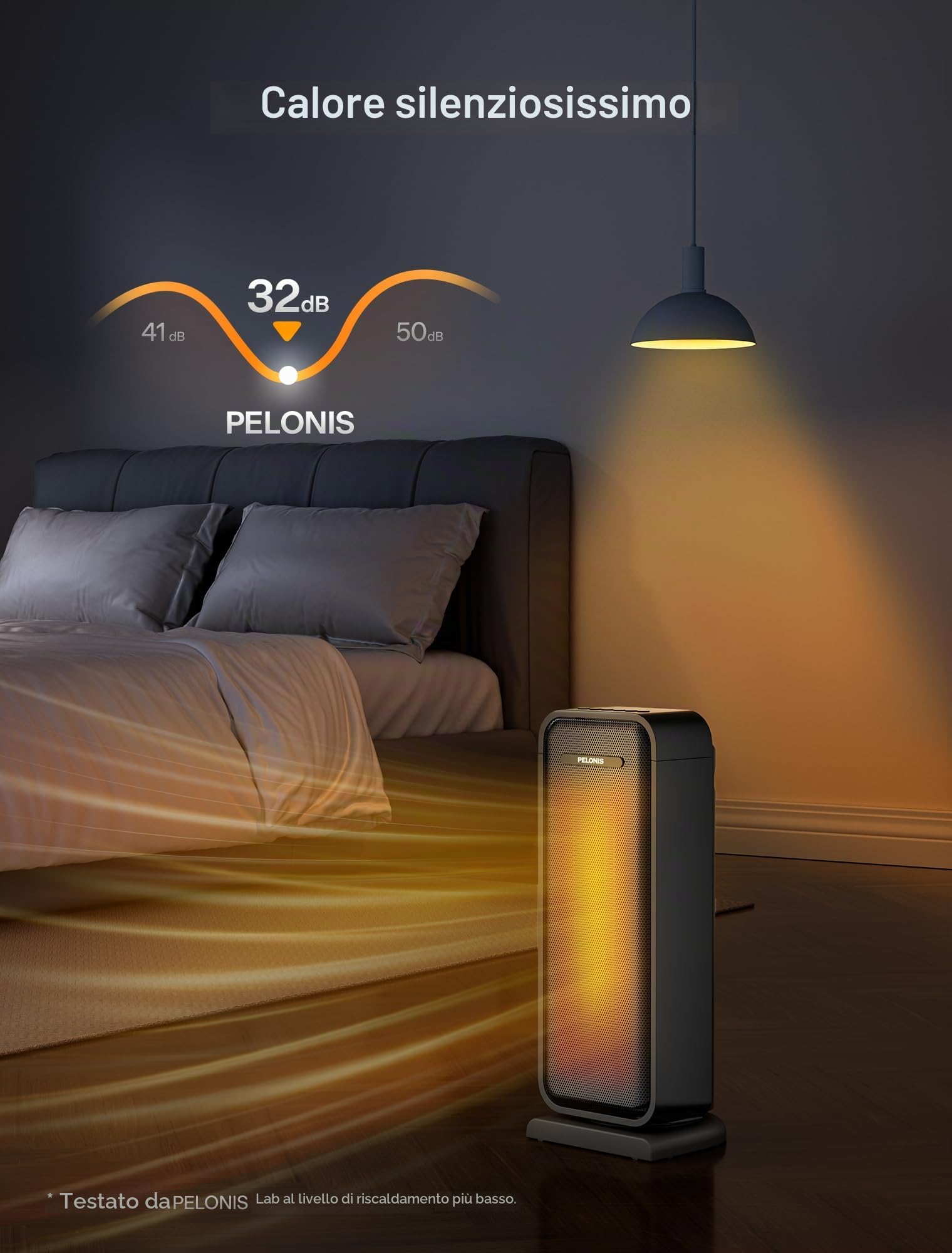 Pelonis 2000W Riscaldatore a Torre Elettrico Ausiliario con Telecomando, Efficienza Energetica, Riscaldatore Portatile in Ceramica per il Bagno, Protezione Contro il Surriscaldamento e l'Inclinazione