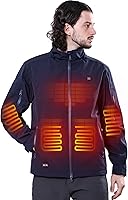 Vista 1 de DEWBU Soft Shell Heated Jacket for Men with 12V Battery Pack and Detachable Hood Outdoor Electric Heating Coat