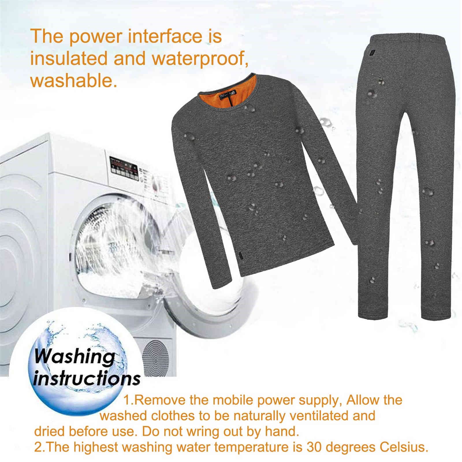 Conjunto de Ropa Interior calefactable para Hombre Leggings USB + Parte Superior térmica Leggings con Forro Polar Ropa calefactora Lavable para Exteriores (Gris M) (Gris M)