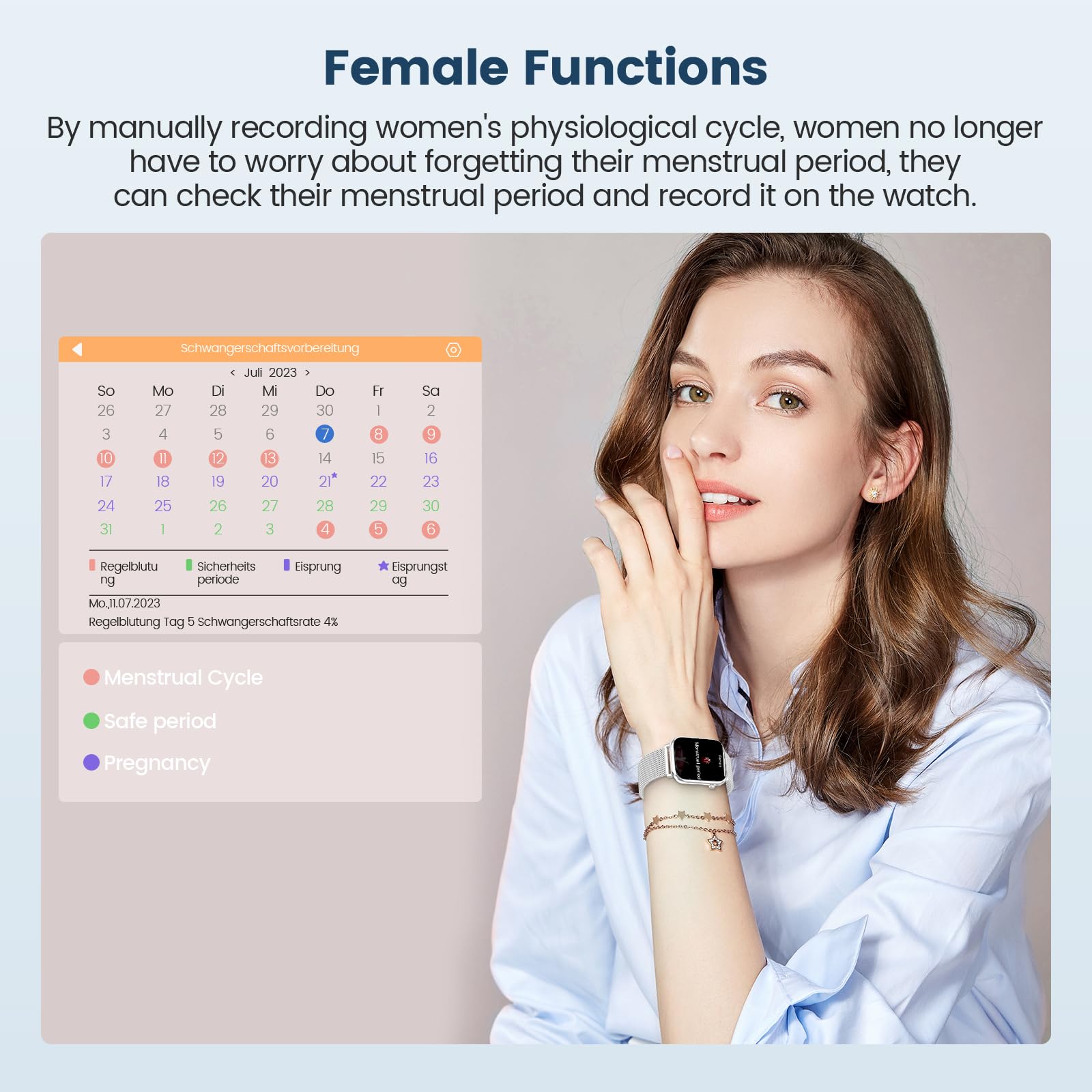 elfofle Smartwatch Donna Uomo con Chiamate, 1,83" Orologio HD Touchscreen, impermeabile IP67 /SpO2 Fitness Tracker/Ciclo Mestruale Frequenza Cardiaca Sleep Monitor per iOS Android (Argento)