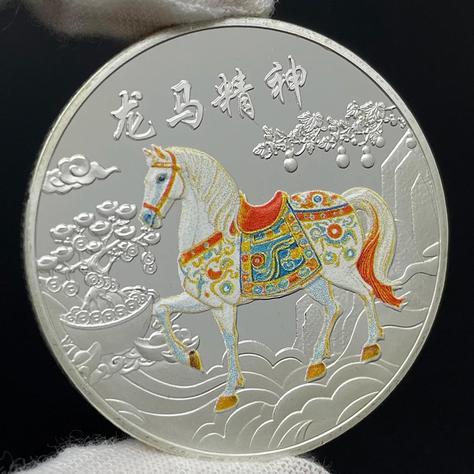 Pièce souvenir porte-bonheur de cheval à poser sur votre bureau de travail