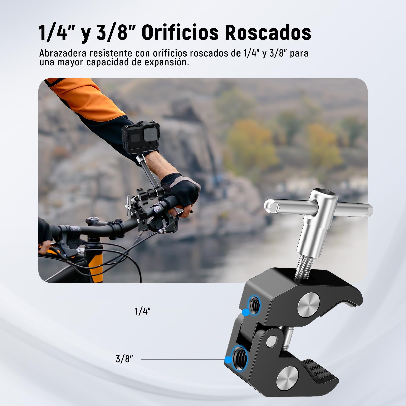 NEEWER Brazo mágico Ajustable de 25 cm con Super Clamp, Rosca de 1/4" y 3/8", Tornillos de 1/4" para Flash/luz LED/micrófono/Monitor Compatible con Jaula de cámara SmallRig, Carga máxima:1.5kg, ST25C