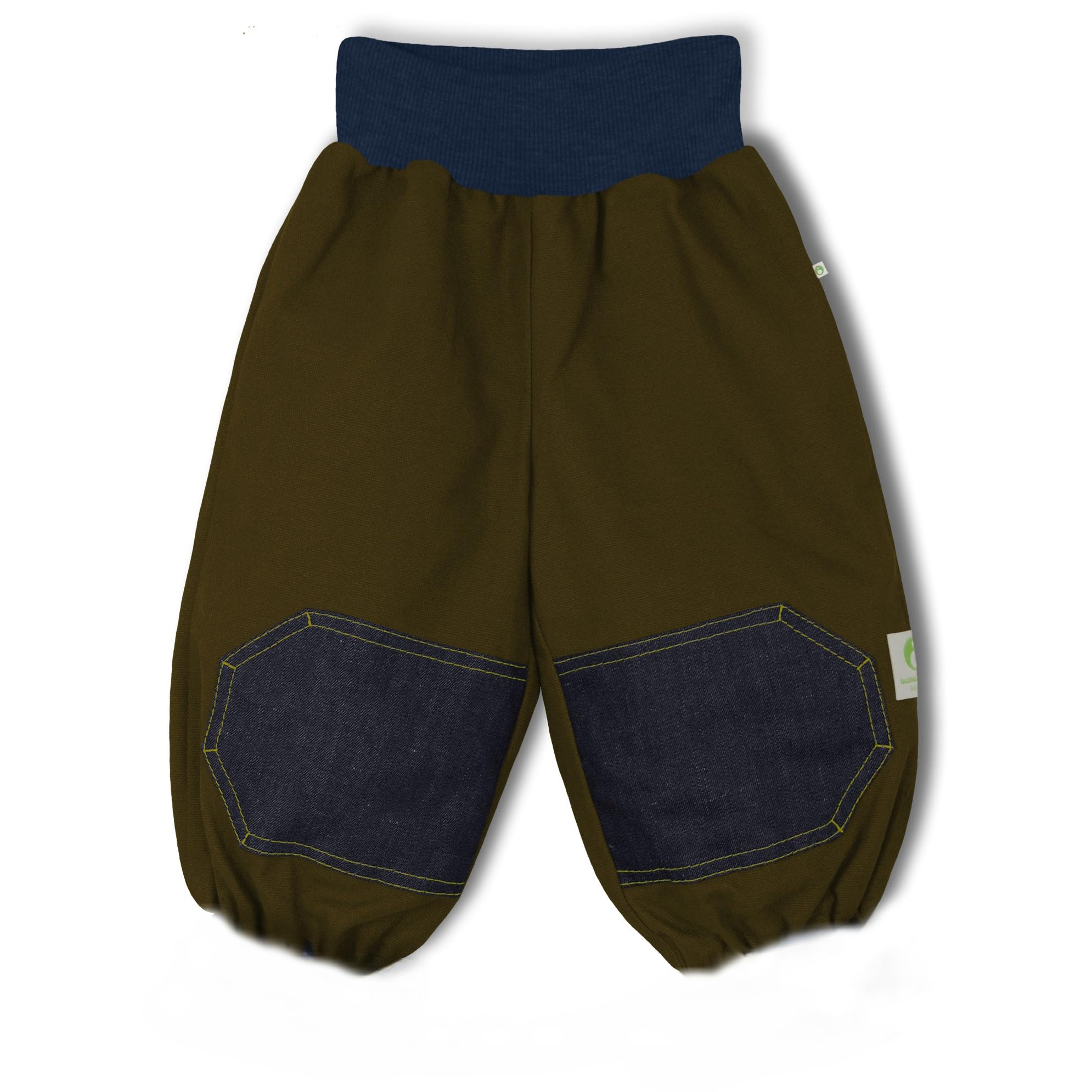 Baby Mädchen Jungen Unisex Hose Pumphose, Krabbel Hose - robuster Baumwoll Canvas, Knieschoner, elastisches bequemes Bauch Bündchen