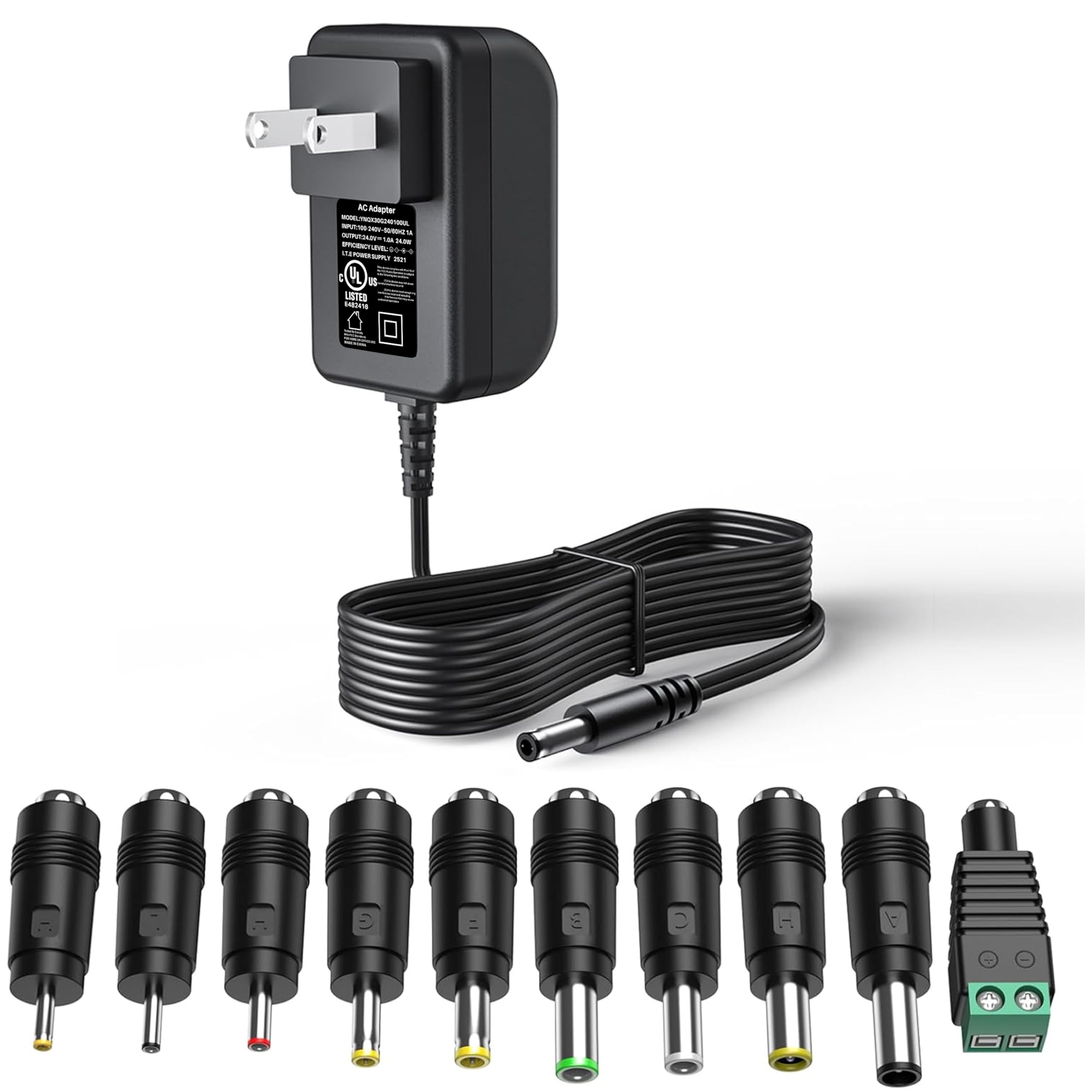 Amazon.com: 24V 1A AC/DC Power Adapter, 100-240V Input, 24W