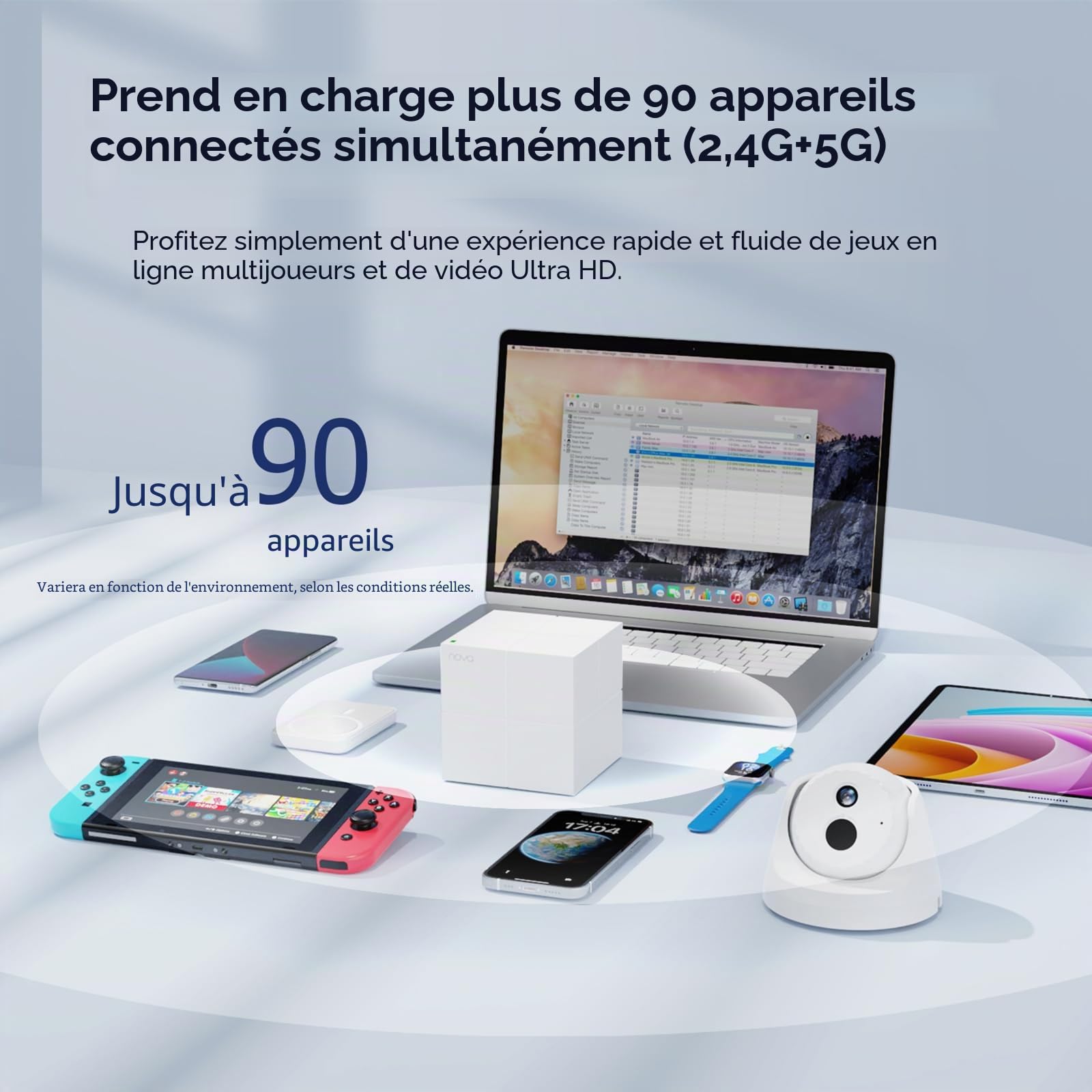 Tenda WiFi Mesh Nova MW6(1 Paquet) AC1200 - Système WiFi Mesh pour Toute la Maison - Couverture de 100㎡(1100ft²)- 2 Ports Gigabits - Contrôle Parental - Compatible avec Toute Les Box