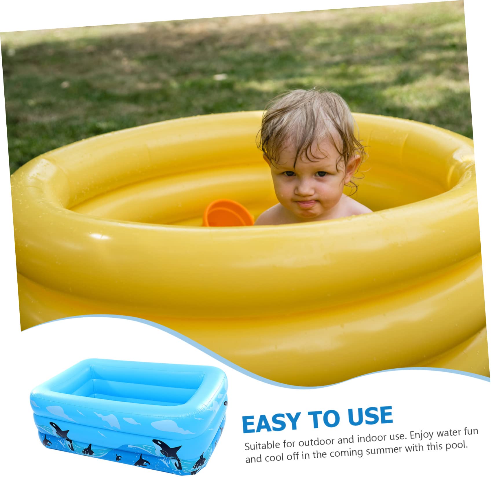 Piscina Hinchable Decoracion Verano para Niños, PVC Azul, Inflado Rápido
