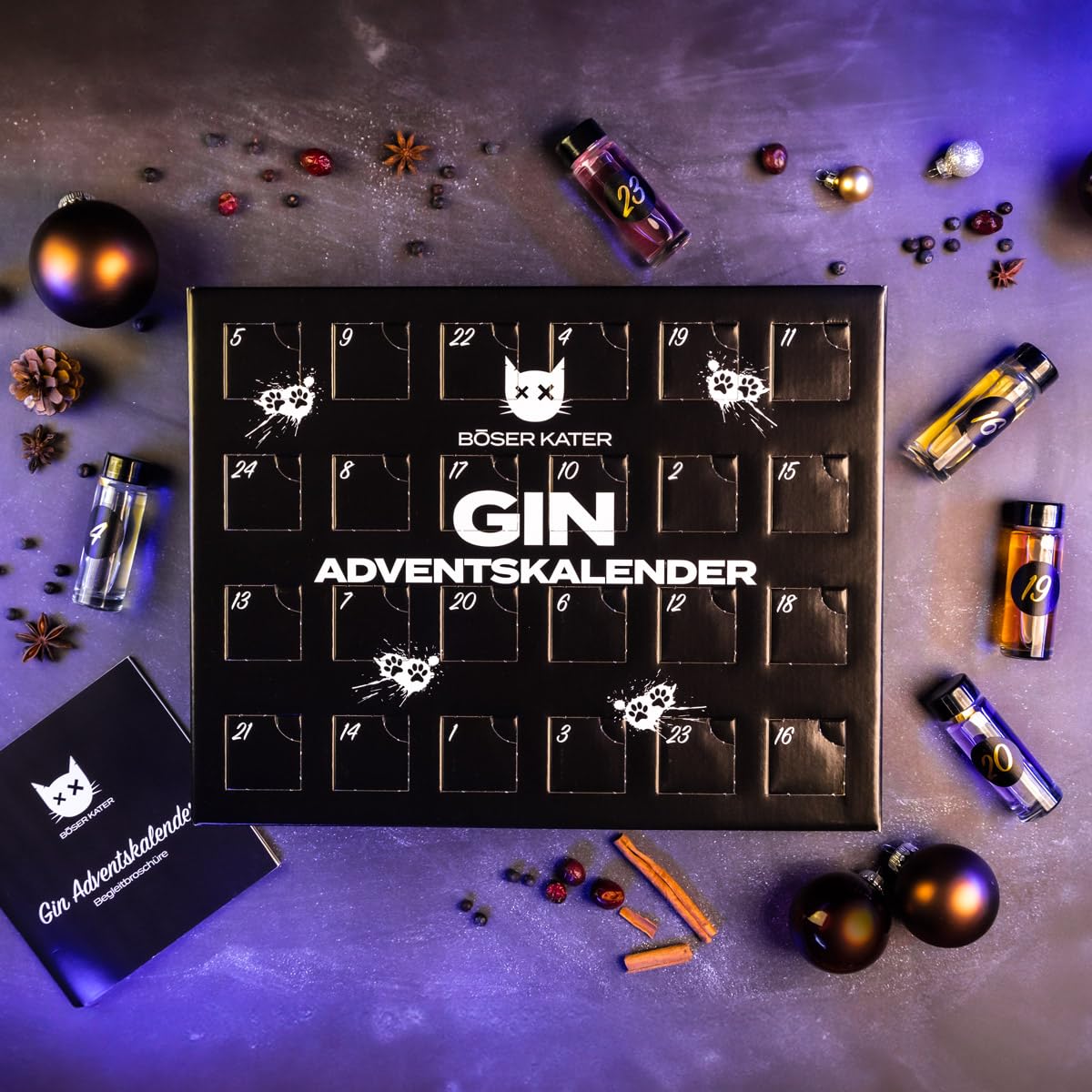 BÖSER KATER Gin Adventskalender | Die perfekte Geschenkidee | Weihnachtskalender für Katzen- und Gin-Liebhaber | Limitierte Auflage | 24 spannende Türchen mit außergewöhnlichen & exklusiven Sorten