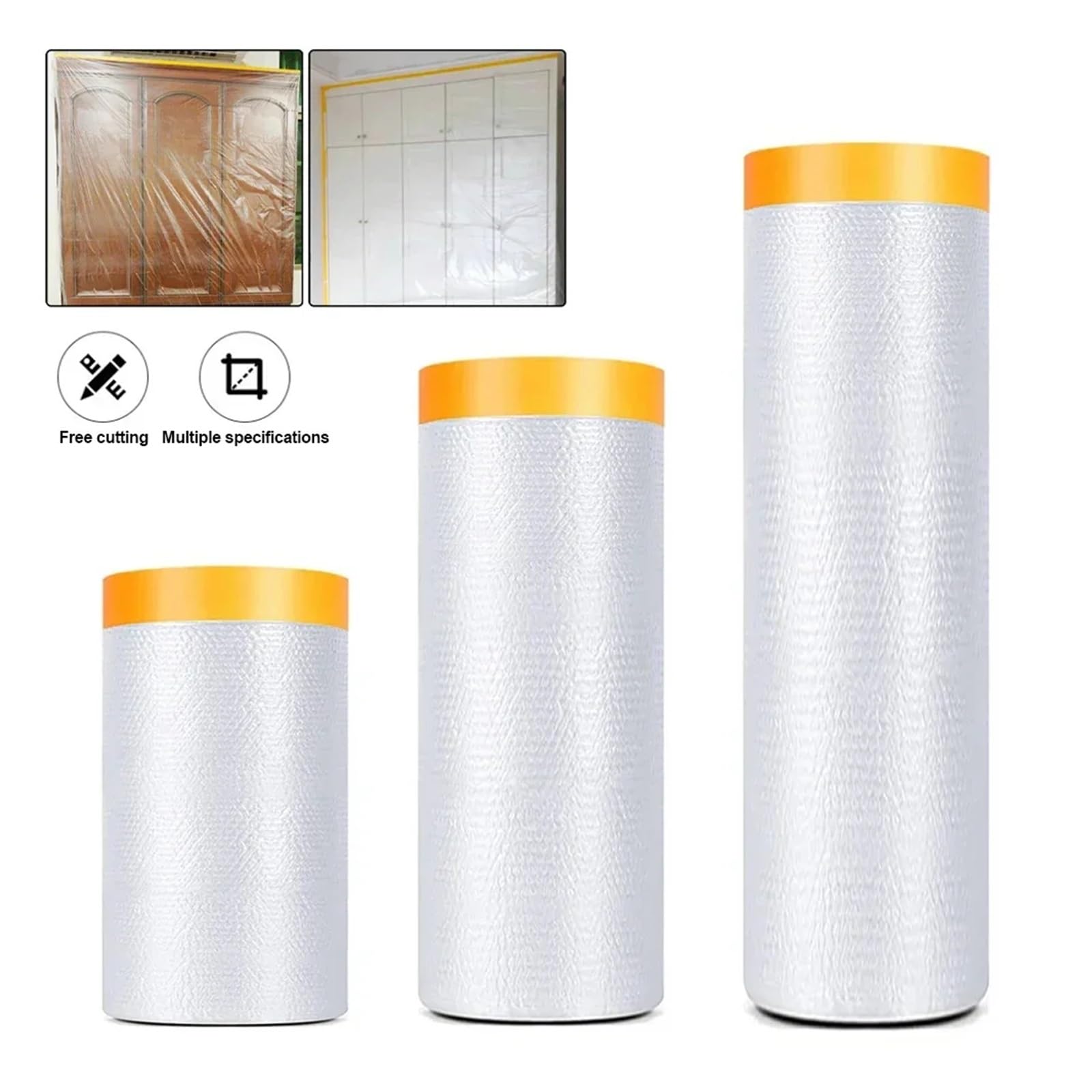 4 Stück Abdeckfolie for Maler, Kunststofffolienband, Autolack, Automobillackierung, Abdeckband for Möbel für Staubdicht(1.5m)