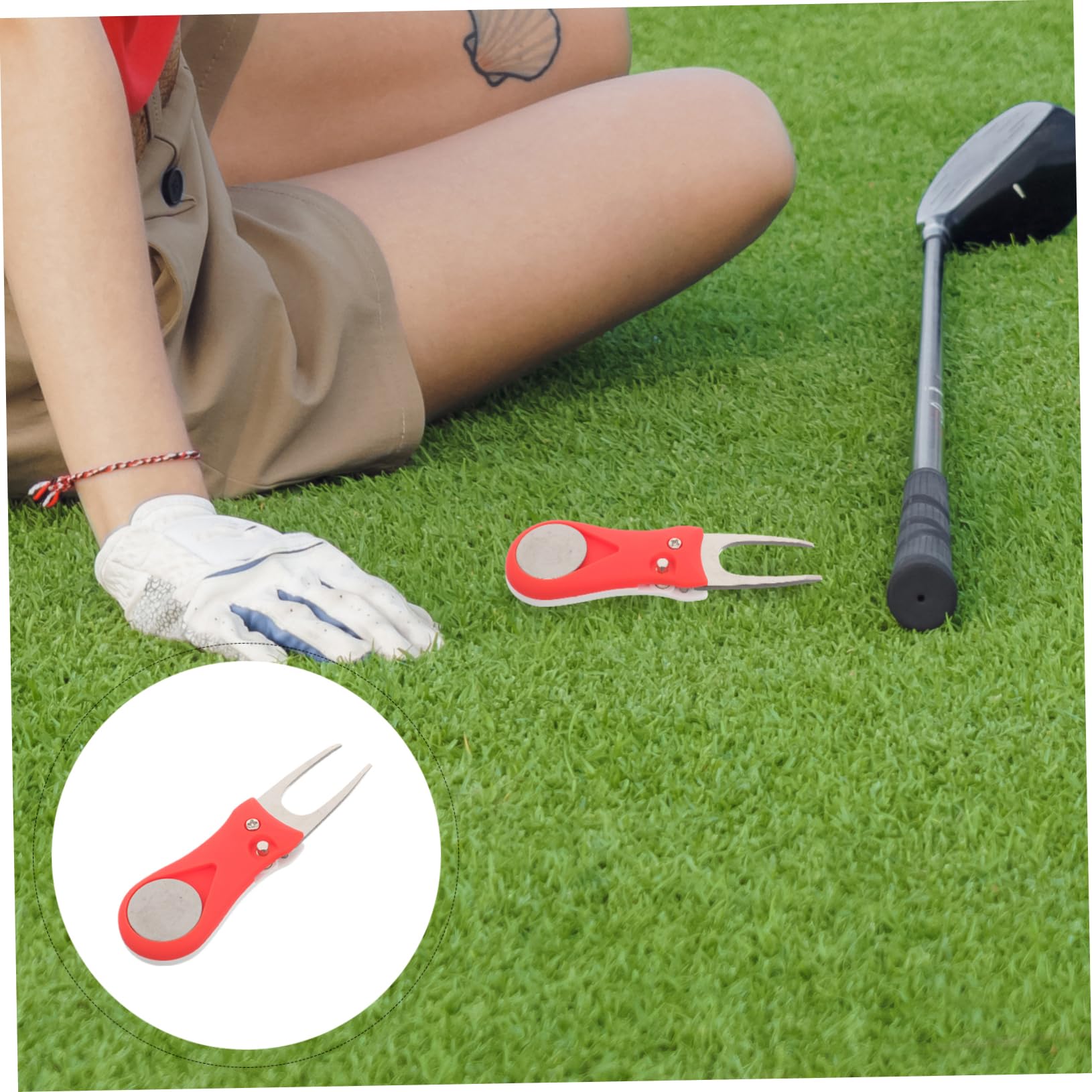 Toyvian Forcella Riparazione Verde Divot Golf Attrezzo Plastica